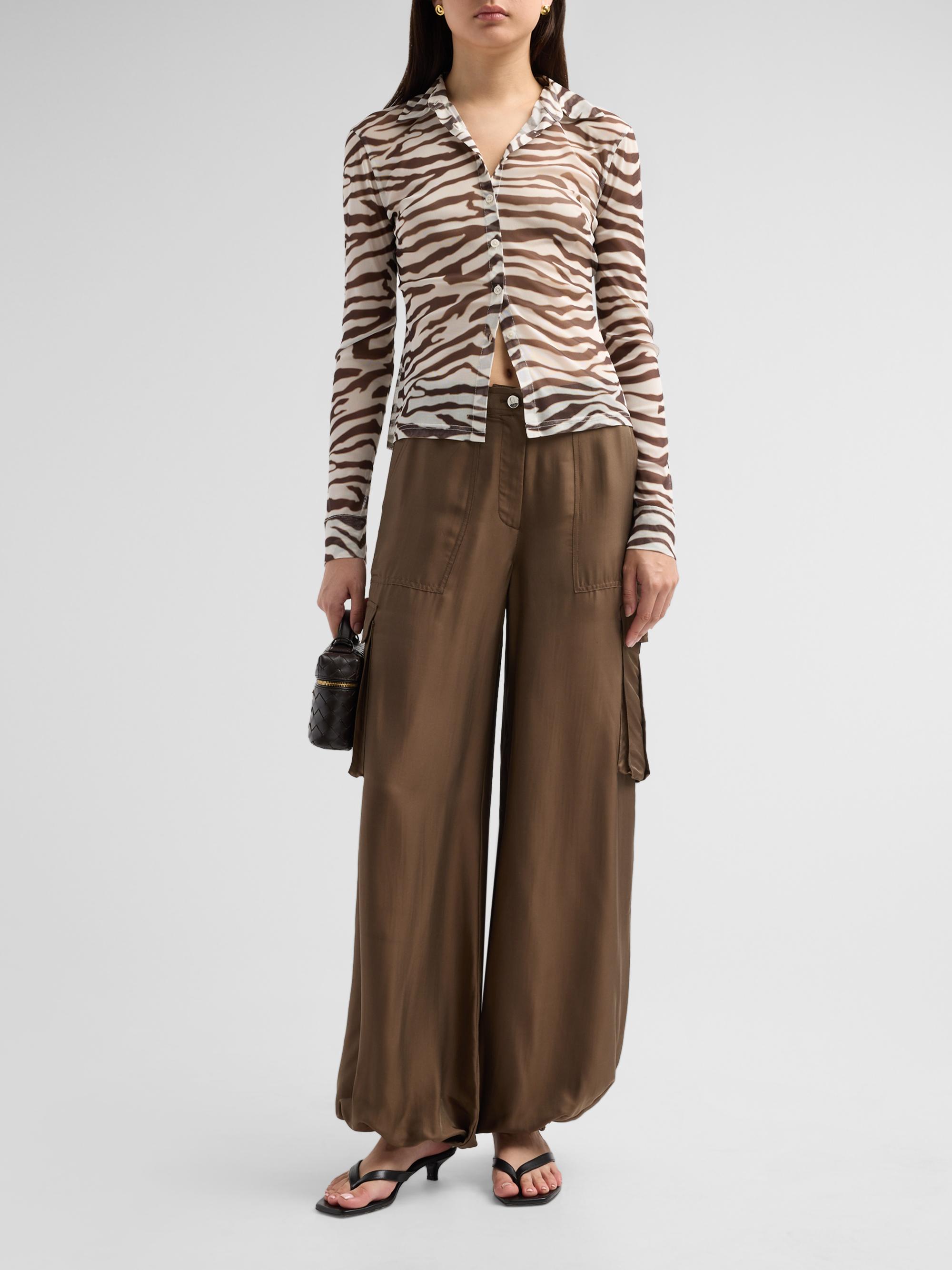 Toccin Lennon Sheer Zebra Fitted Button-Front Top | Saks Fifth Avenue