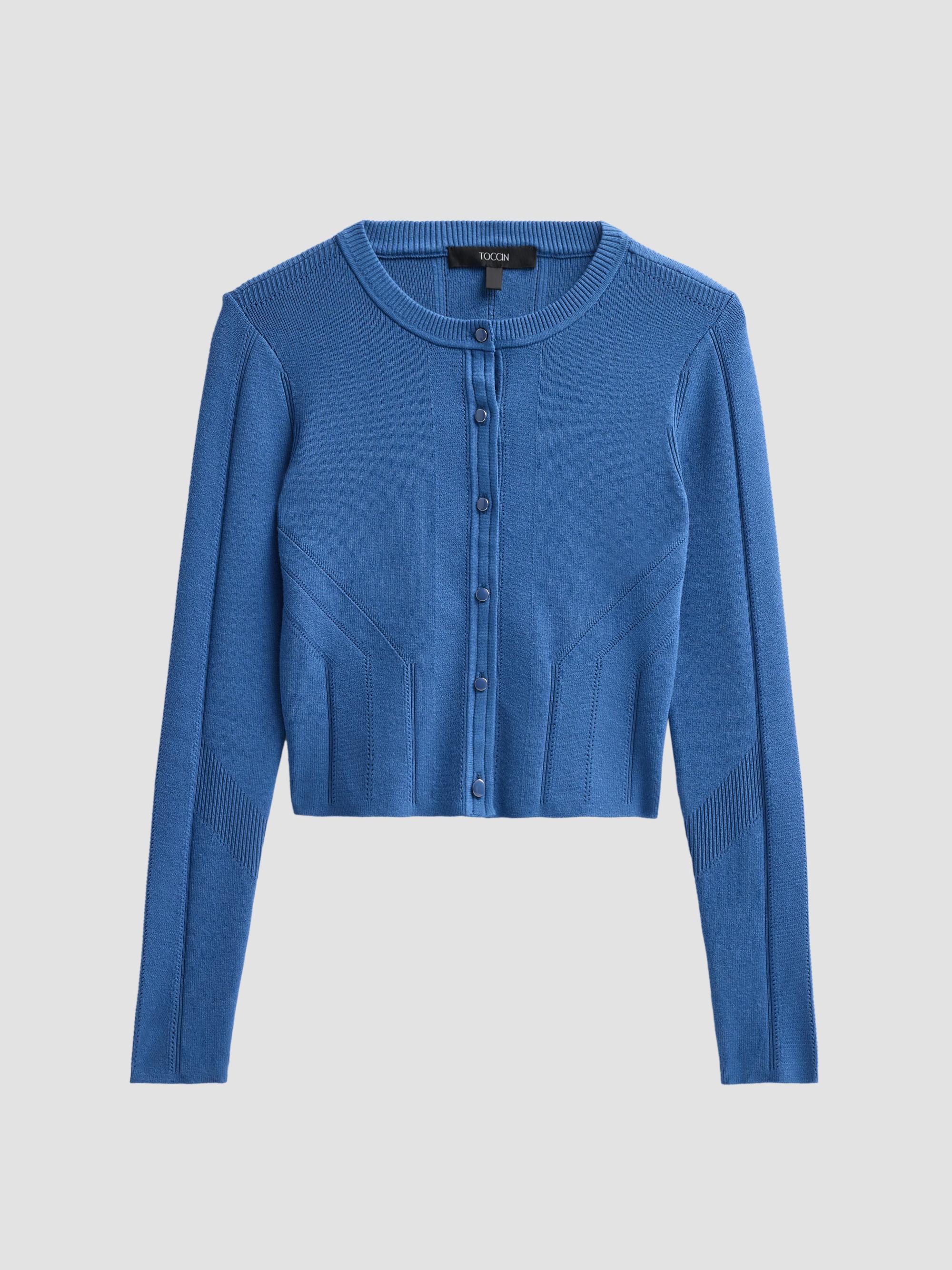 Toccin Women's Vicki Crop Fitted Cardigan - Ocean | Thumbnail 6