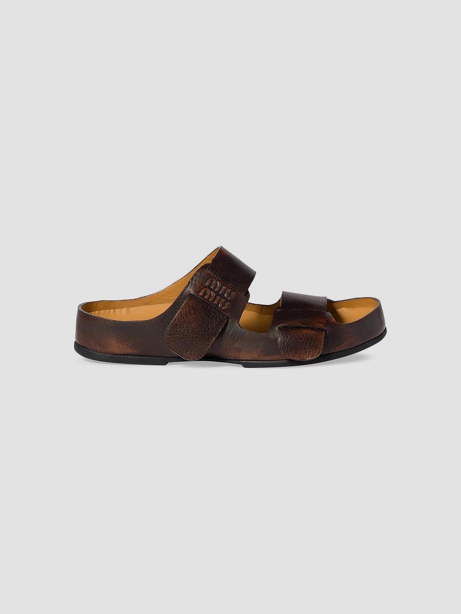 Miu Miu Bleached Leather Sandals | Saks Fifth Avenue