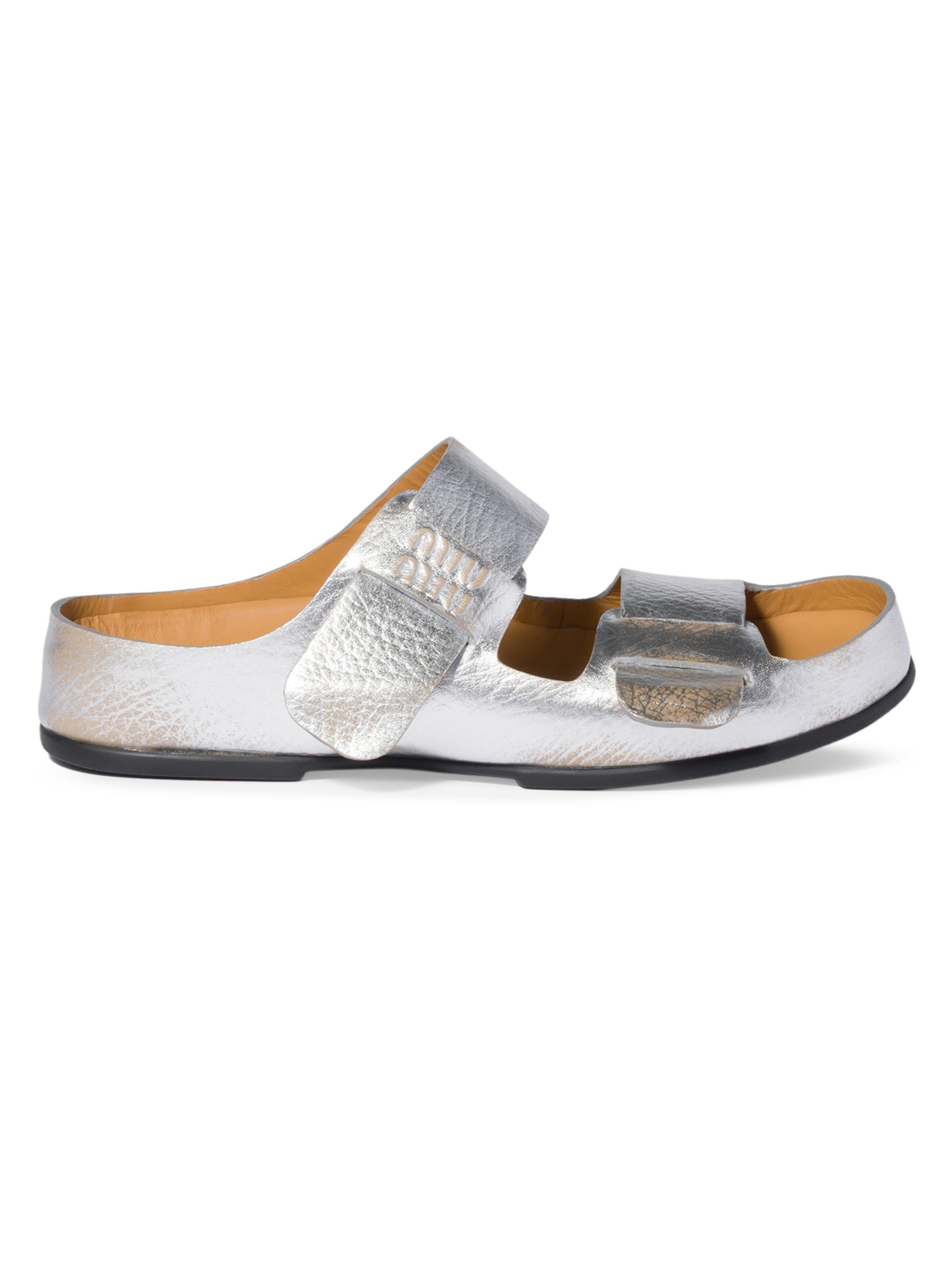 Miu Miu Women's Bleached Leather Sandals - Brown
