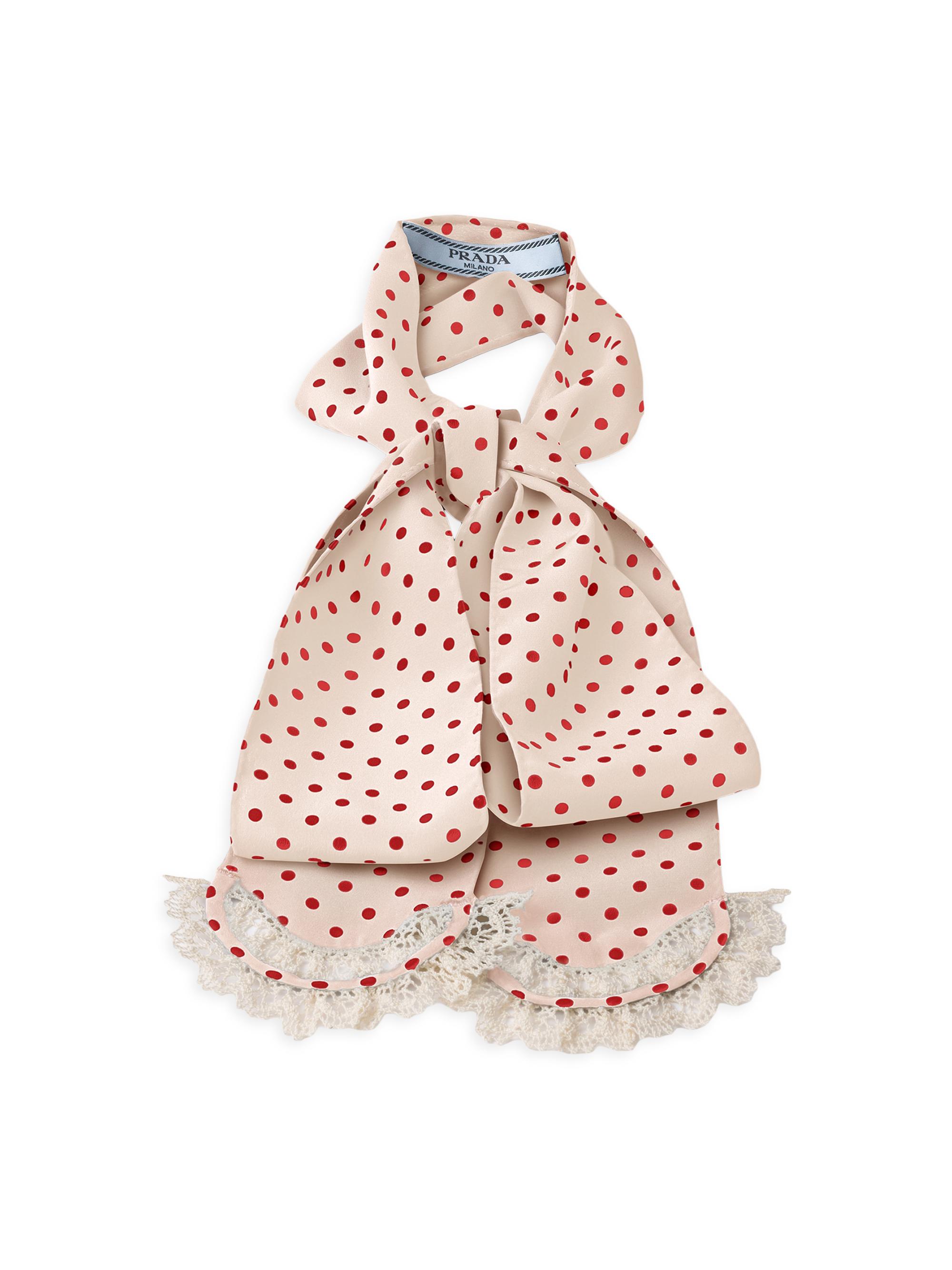 Prada Women's Polka Dot Marocain Scarf - Beige Khaki | Thumbnail 5