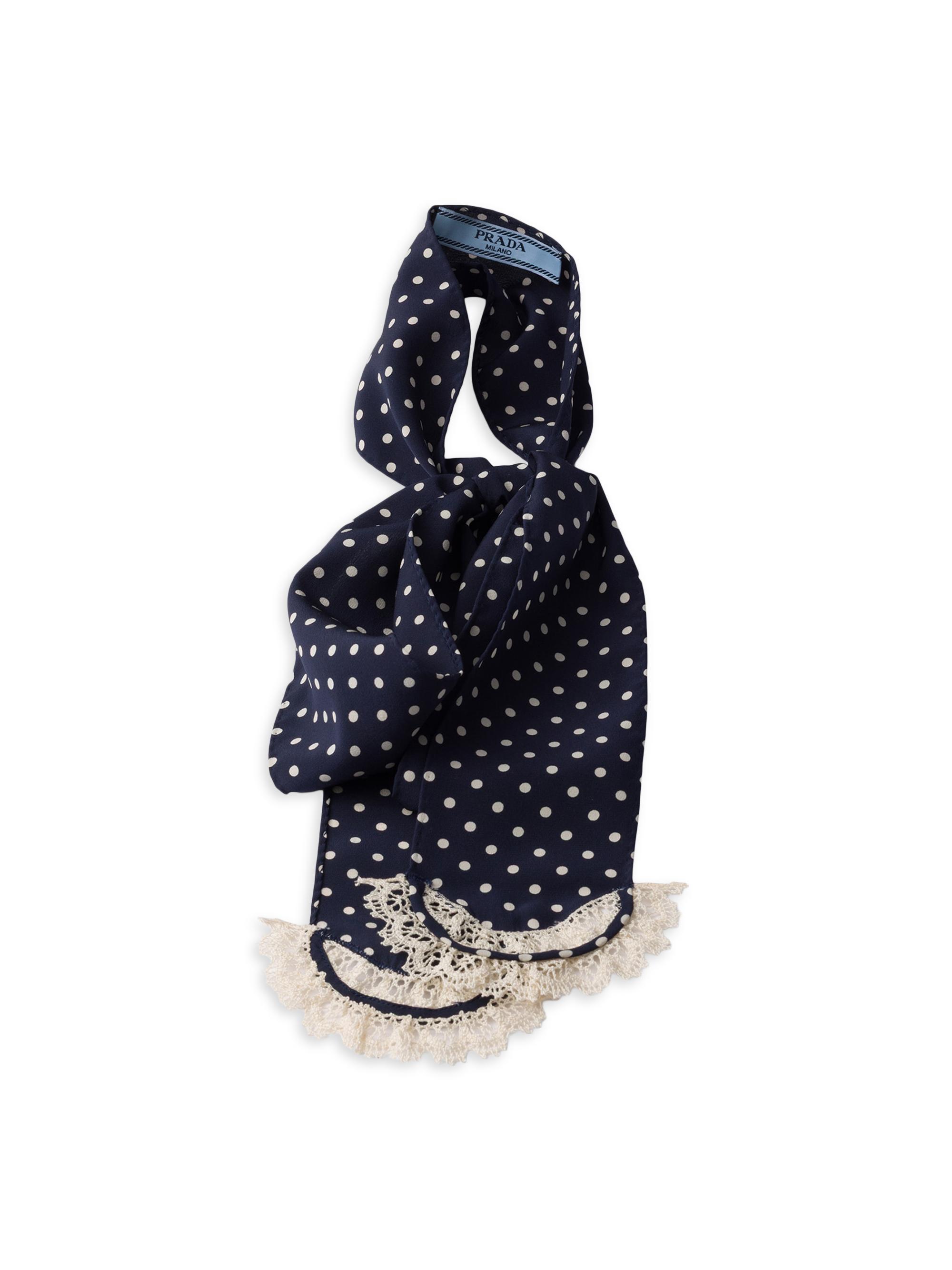 Prada Women's Polka Dot Marocain Scarf - Blue | Thumbnail 5