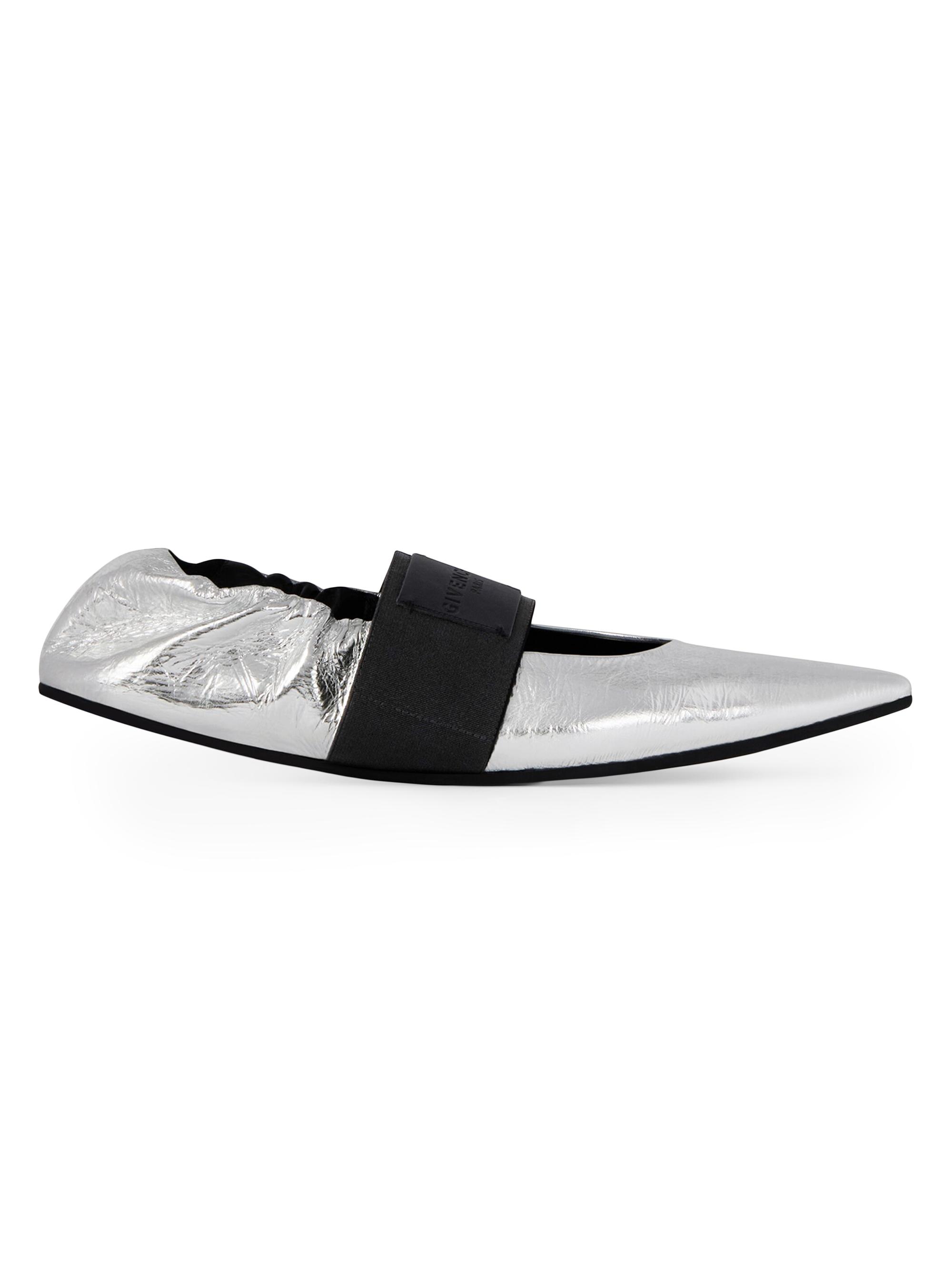 Givenchy Women's Crush Ballerinas in Wrinkled-Effect Metallic Leather - Silvery - Women's Clothing