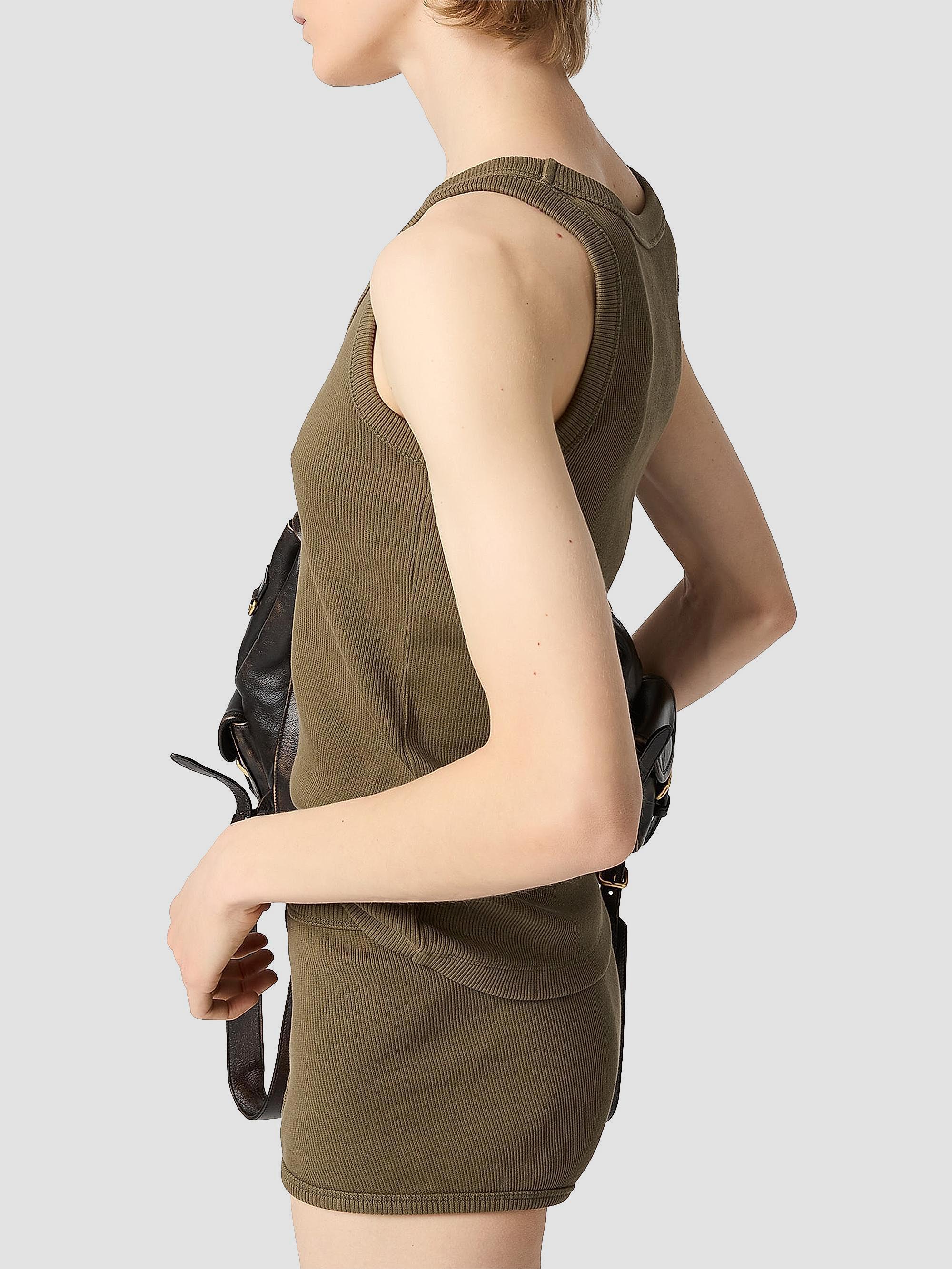 MIU MIU リブニット 半袖 トップス Miu Miu Garment-Dyed Ribbed Knit Jersey Top | Saks Fifth Avenue