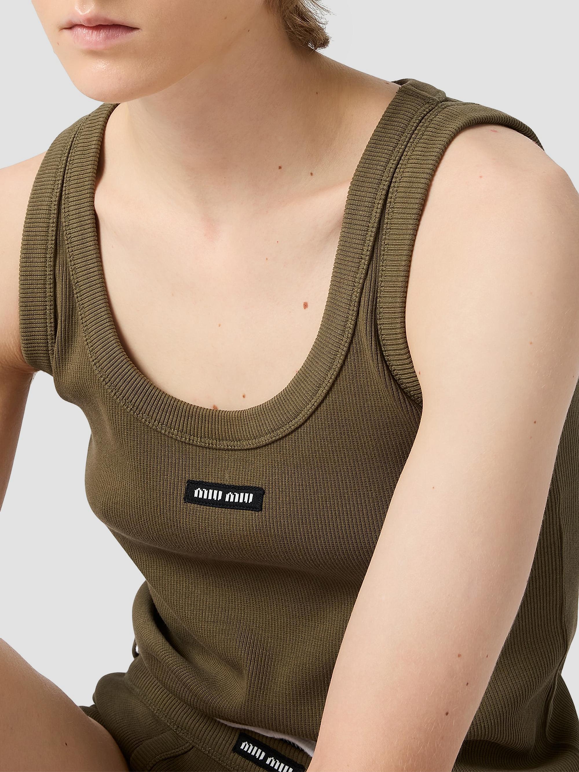Miu Miu Garment-Dyed Ribbed Knit Jersey Top | Saks Fifth Avenue