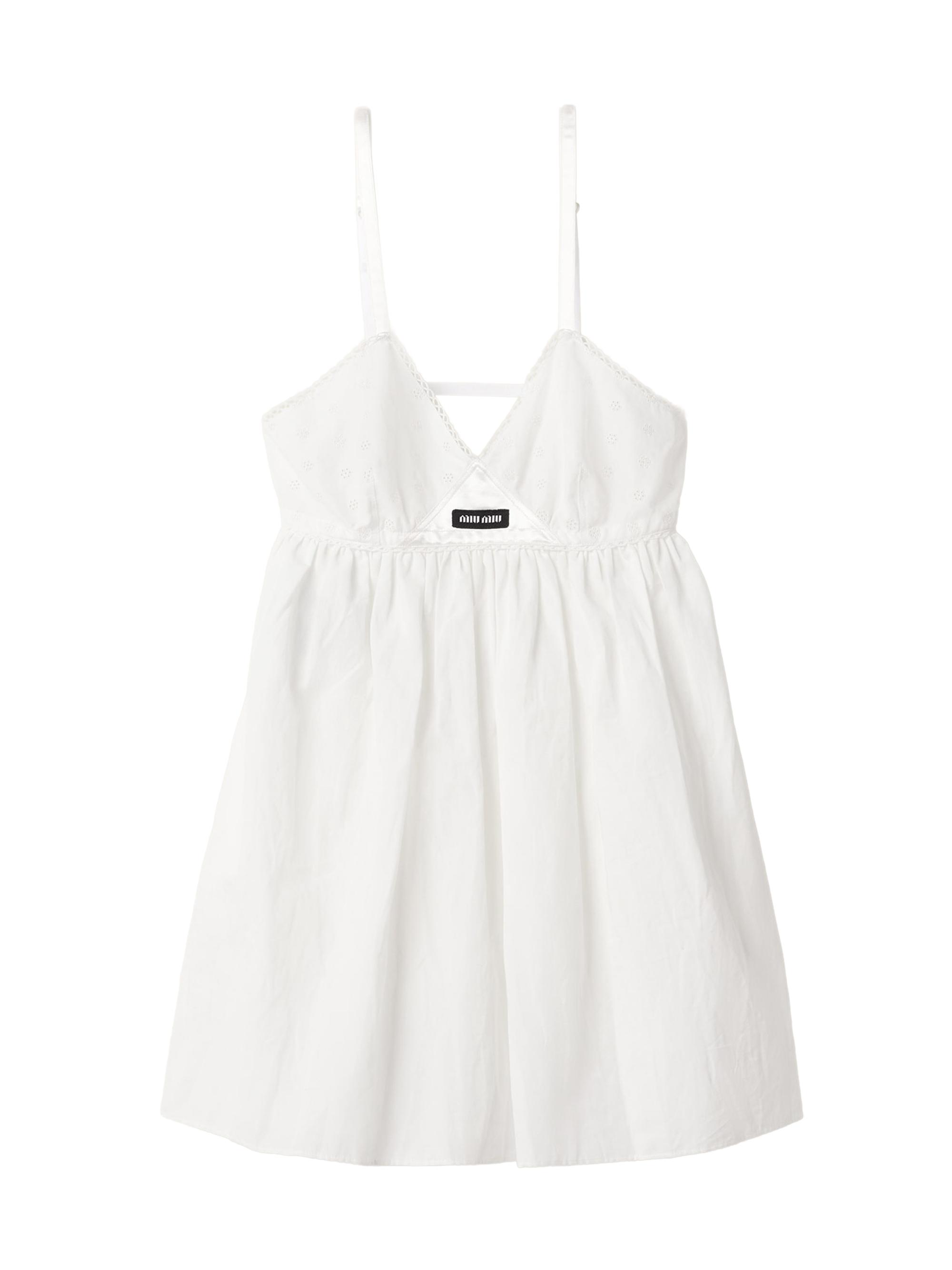 Miu Miu Women's Slubbed Poplin and Eyelet Lace Mini-Dress - White