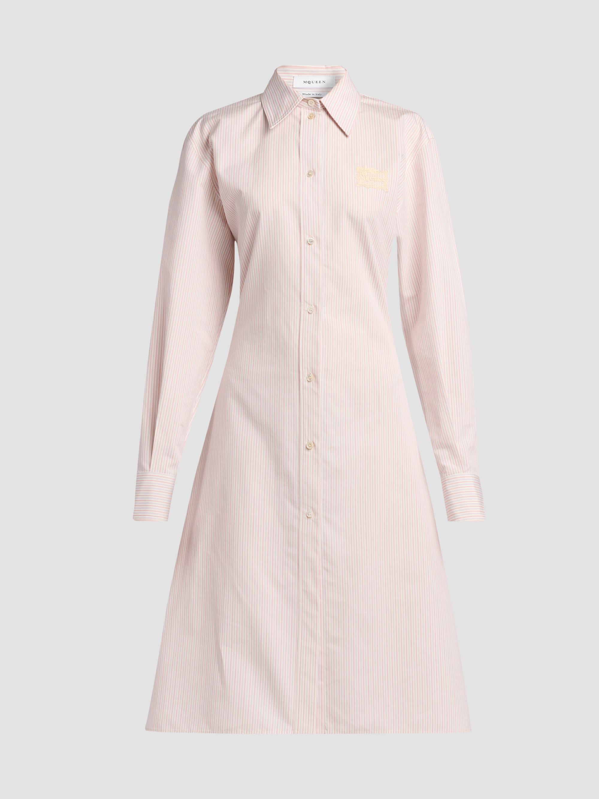 McQueen Women's Stripe Cotton-Silk Lace-Up Shirtdress -  Pink