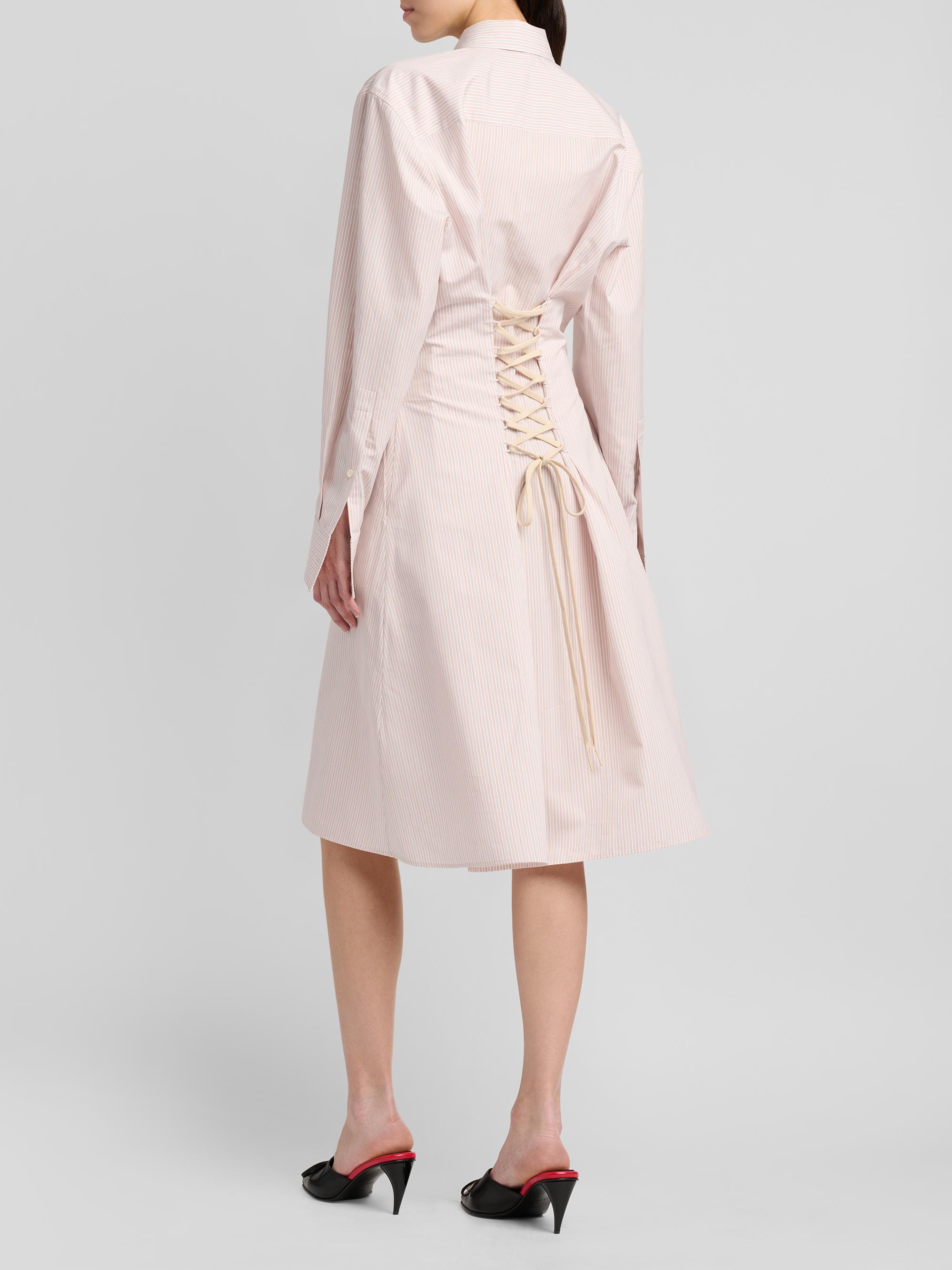 McQueen Women's Striped Cotton-Silk Lace-Up Shirtdress -  Pink | Thumbnail 5