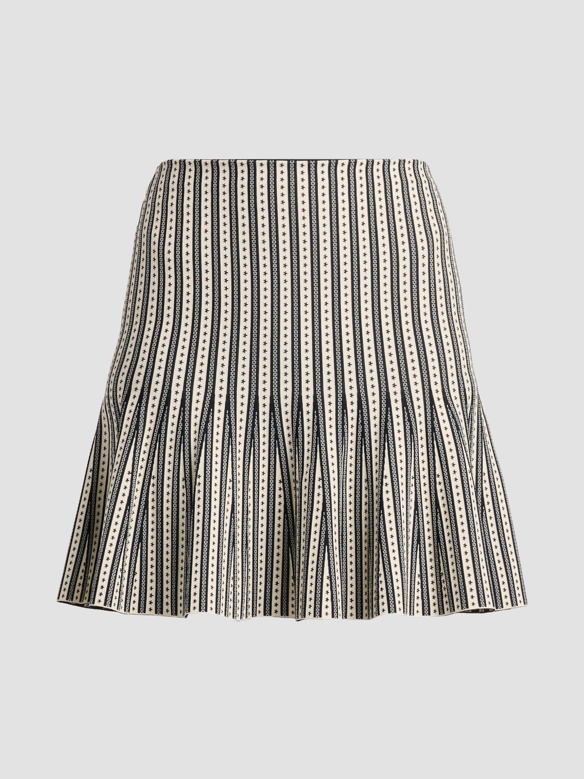 McQueen Women's Jacquard Stripe Flounce Mini Skrt -  Navy