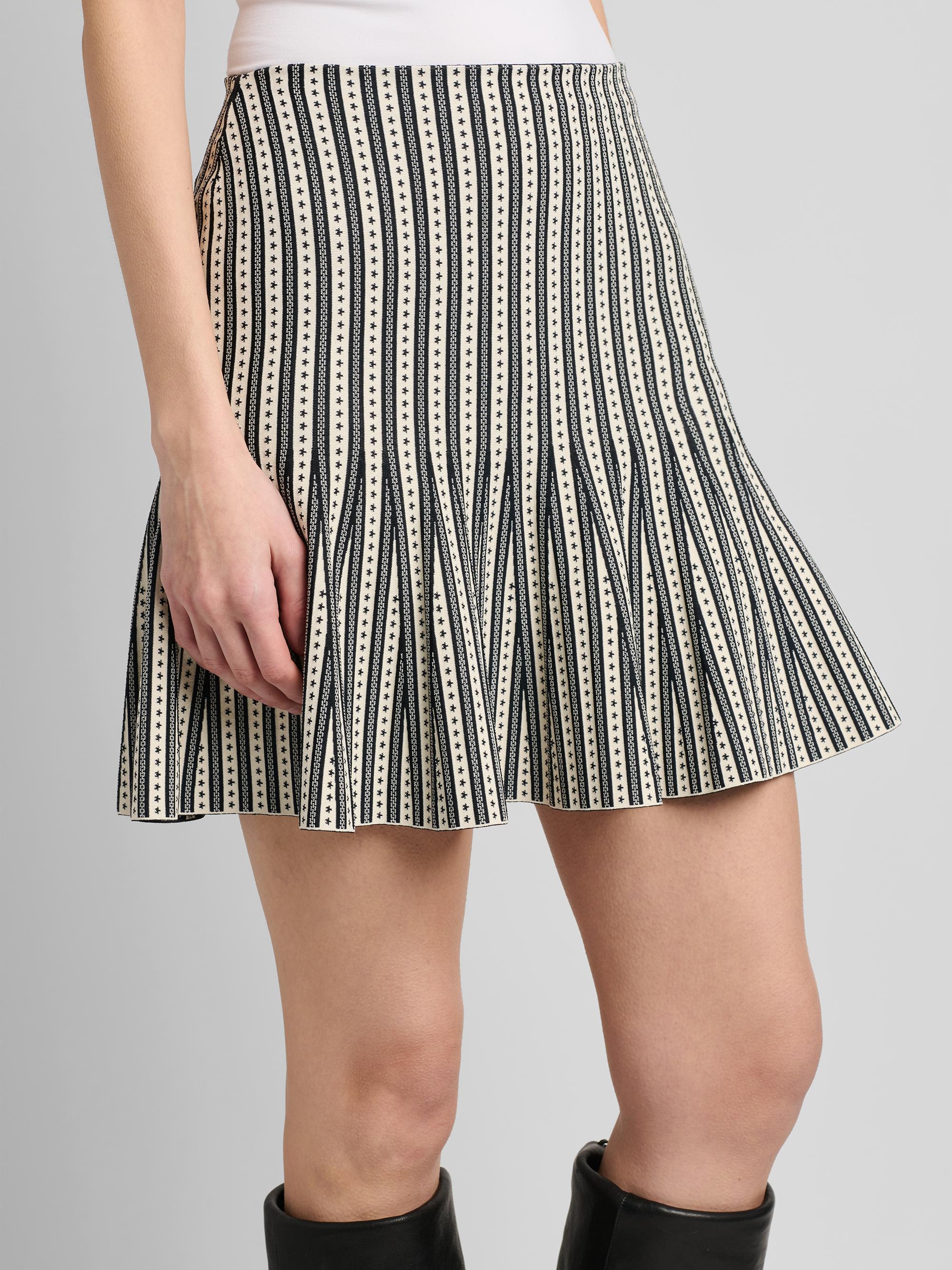 McQueen Women's Jacquard Striped Flounce Mini Skrt -  Navy | Thumbnail 6