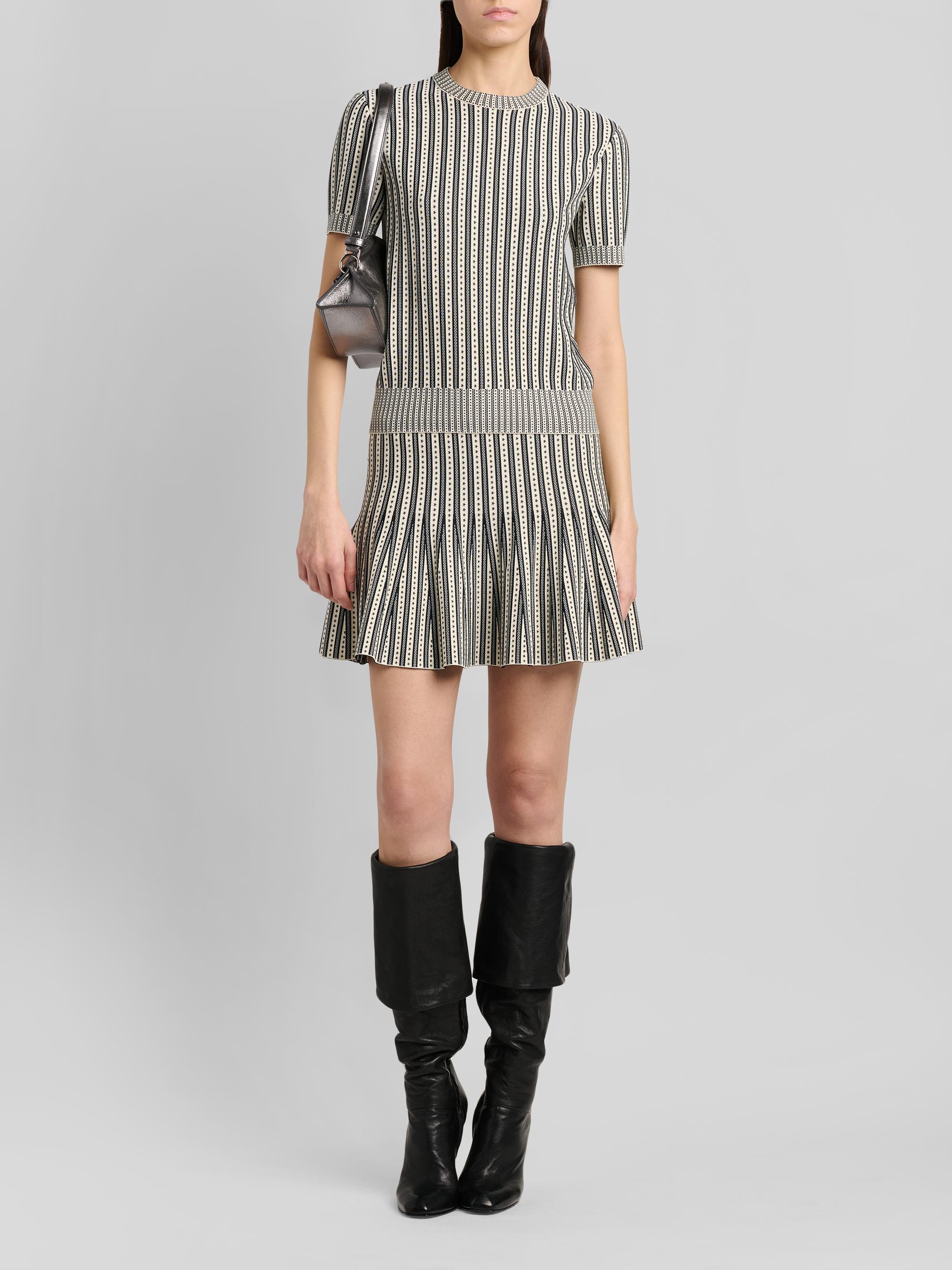 McQueen Women's Jacquard Striped Flounce Mini Skrt -  Navy | Thumbnail 2