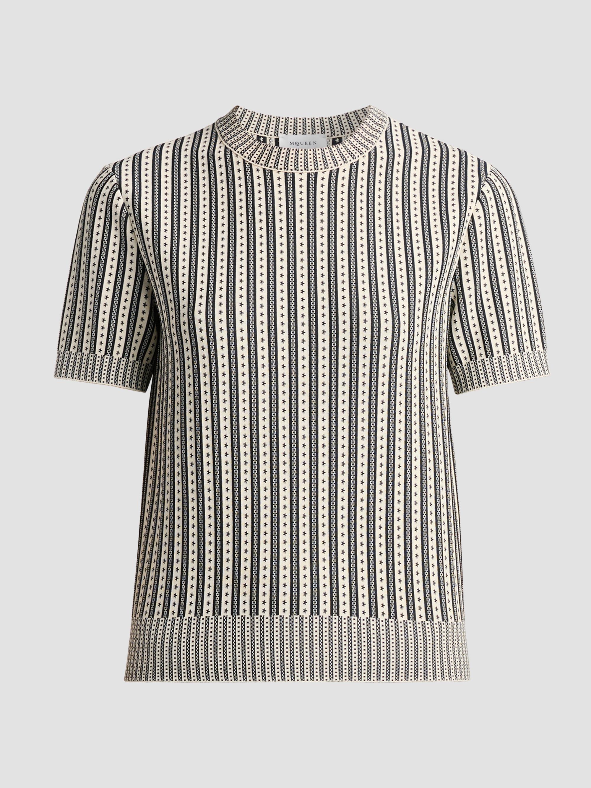 McQueen Women's Jacquard Stripe Crewneck Top -  Navy
