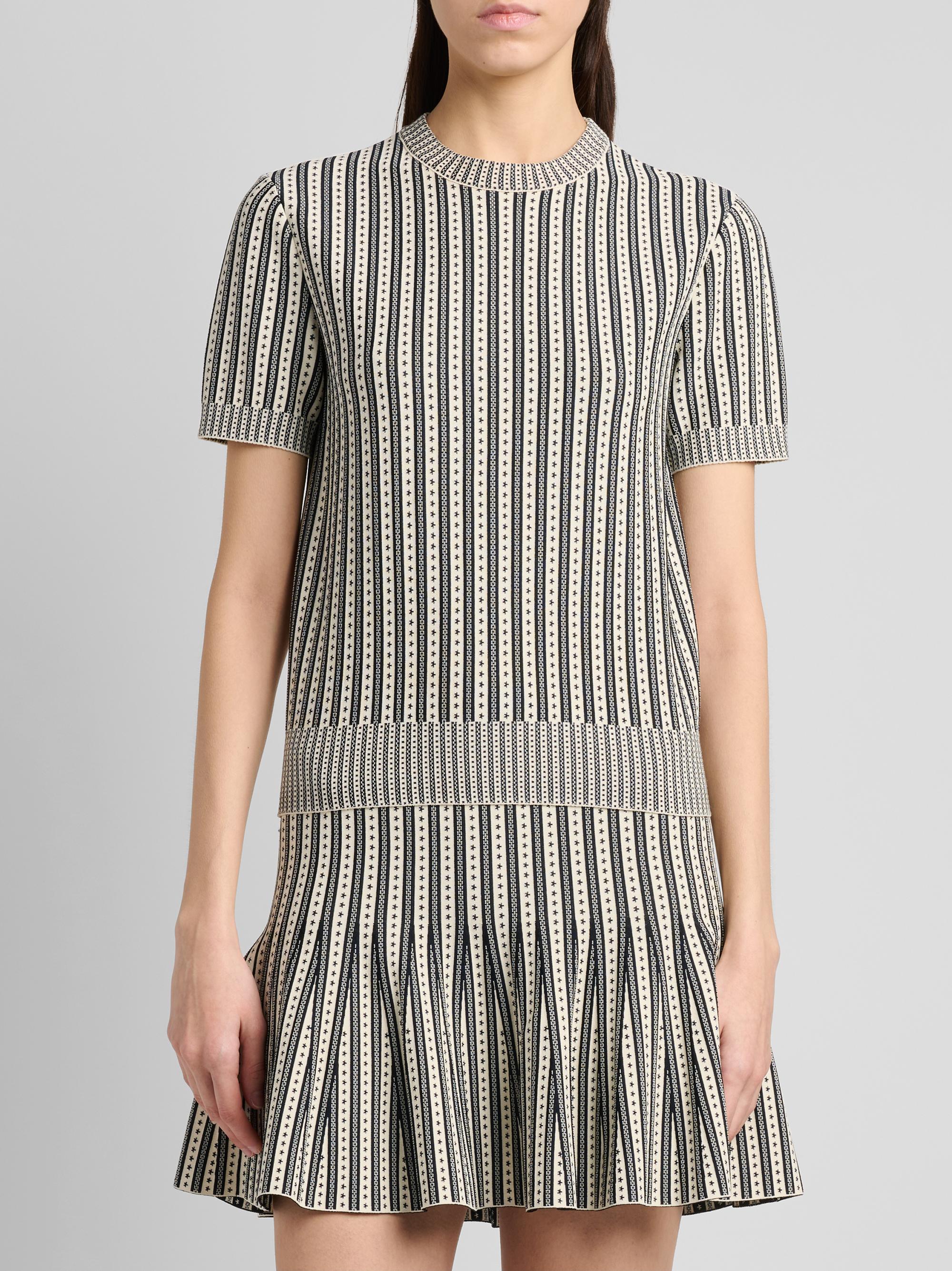 McQueen Women's Jacquard Striped Crewneck Top -  Navy | Thumbnail 3