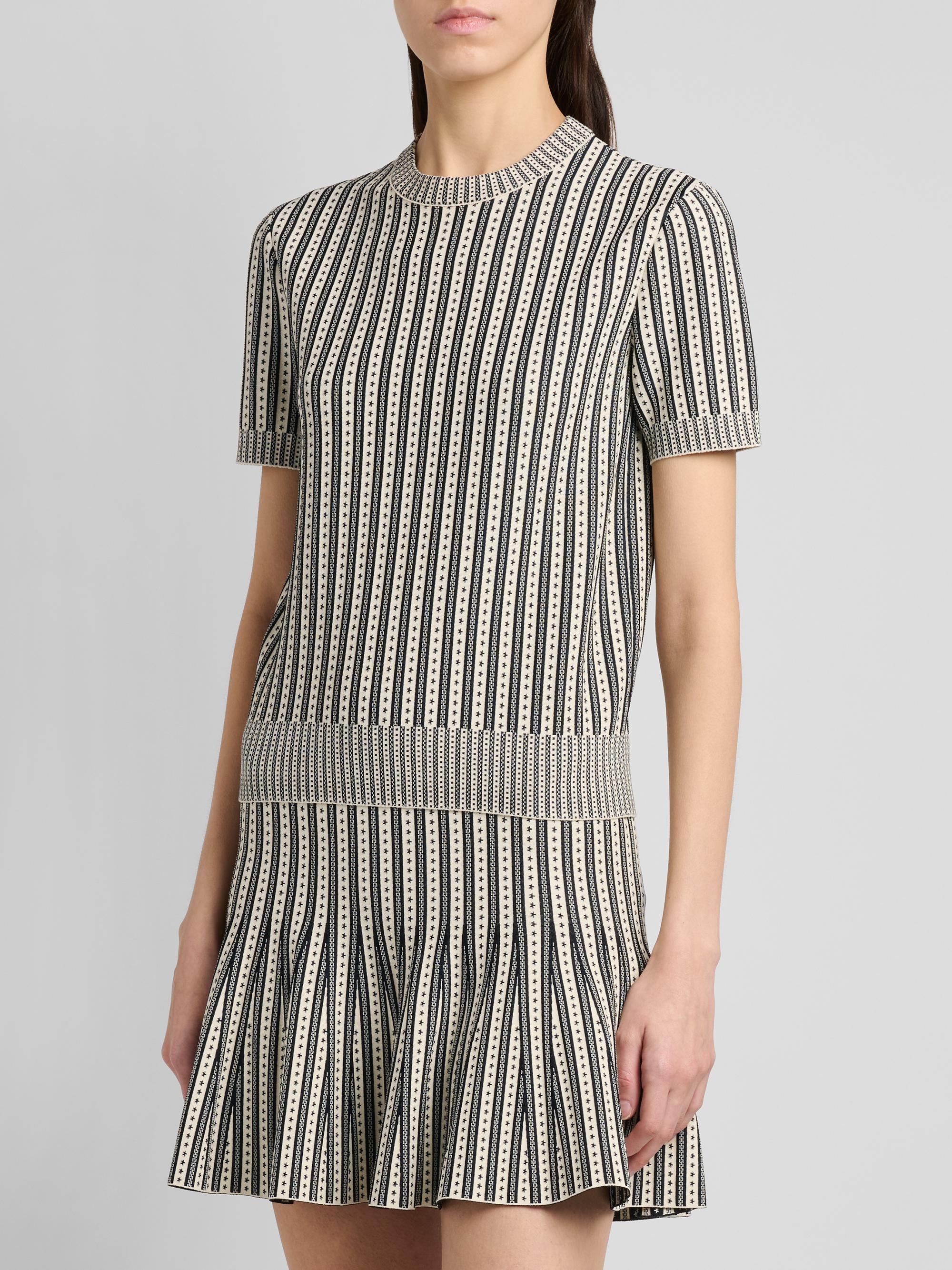 McQueen Women's Jacquard Striped Crewneck Top -  Navy | Thumbnail 4