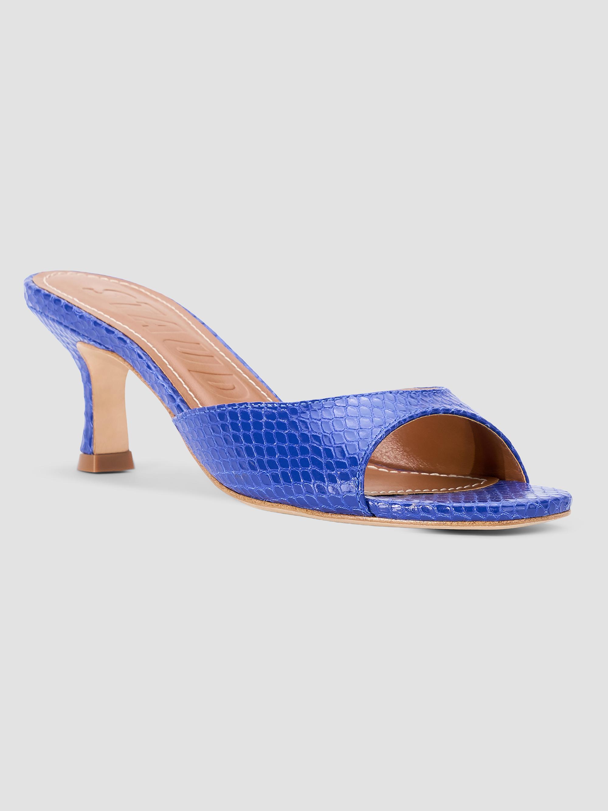 Staud Women's Brigitte 60MM Snakeskin-Embossed Leather Mules - Cobalt | Thumbnail 2