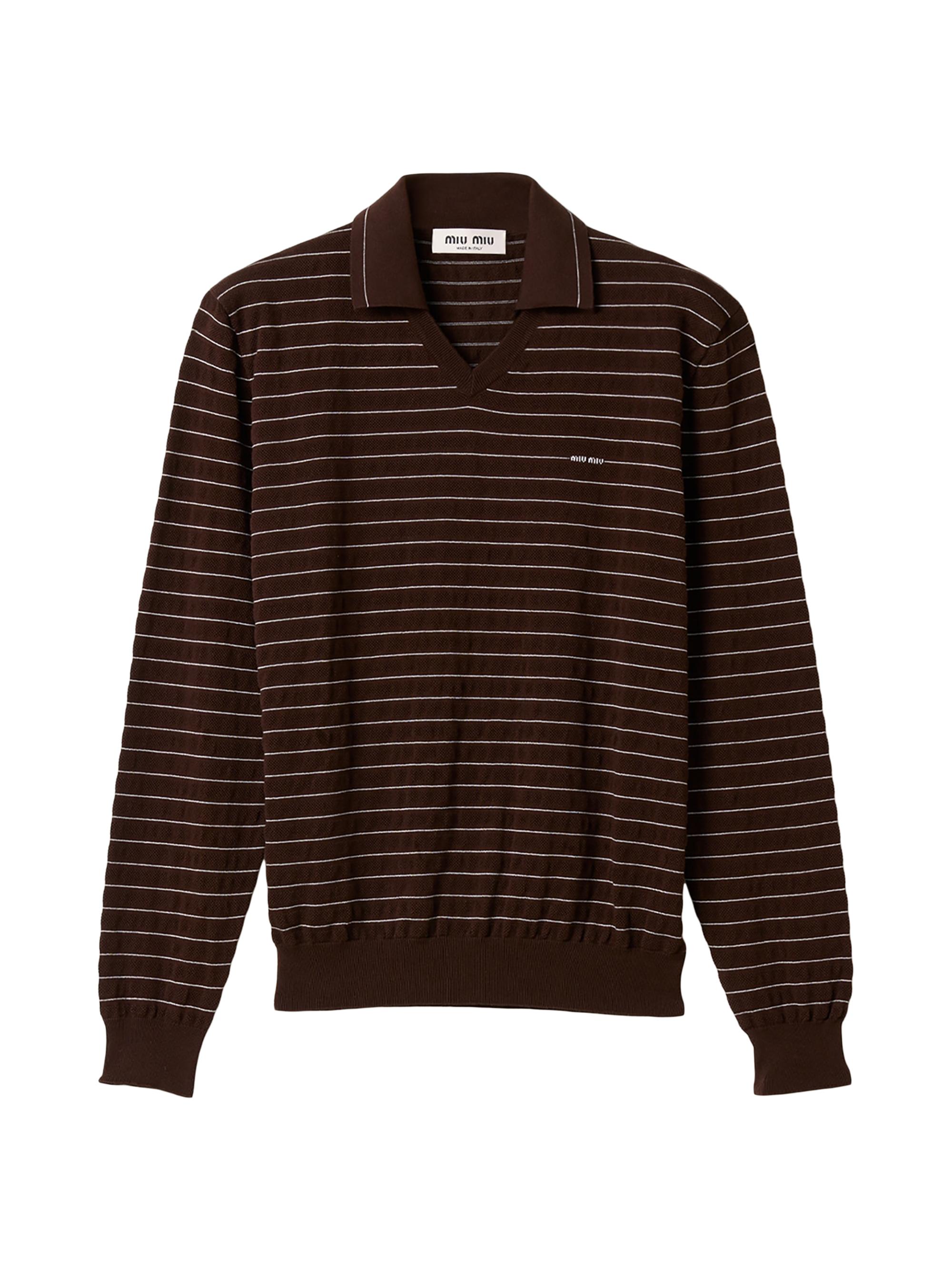 Miu Miu Women's V-Neck Cotton Sweater - Brown