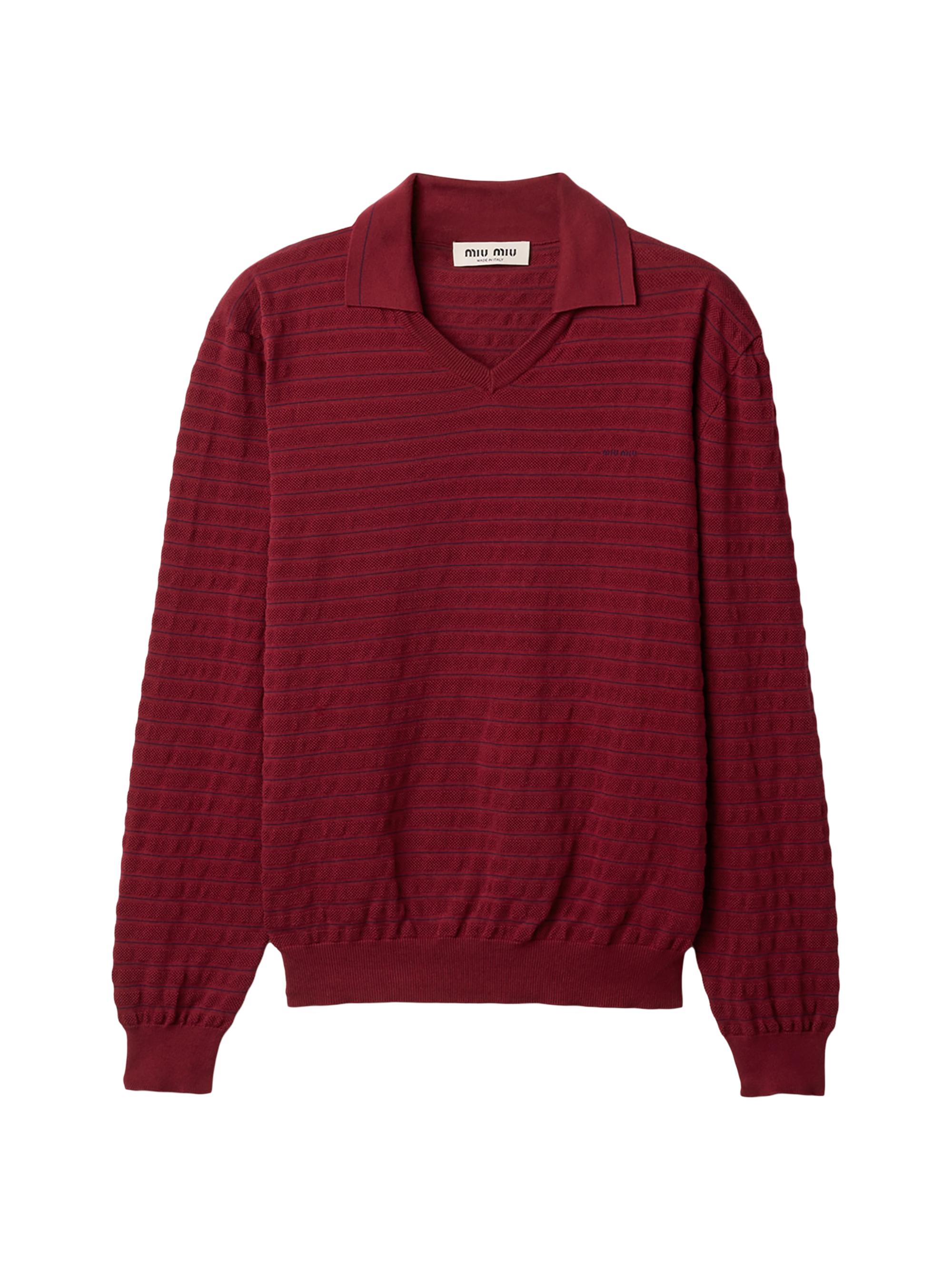Miu Miu Women's V-Neck Cotton Sweater - Dark Red