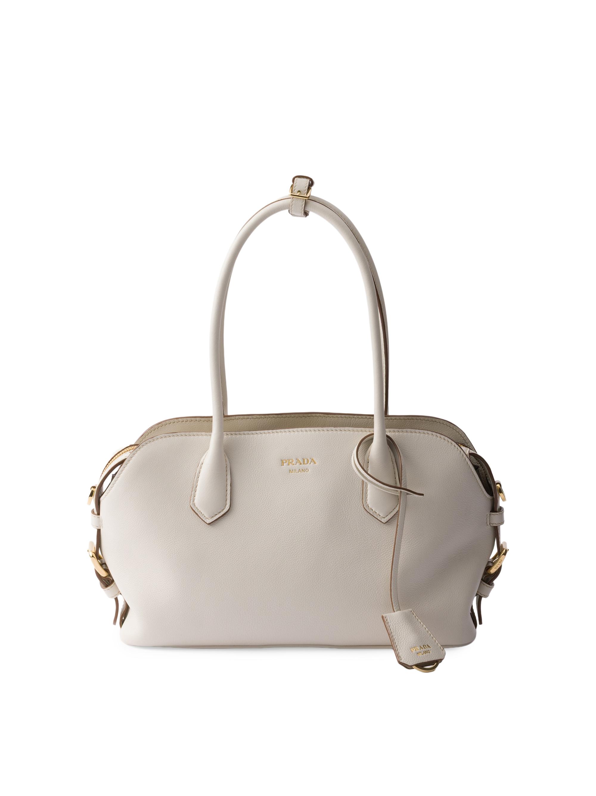 Prada Women's Leather Top Handle Bag - Beige Khaki