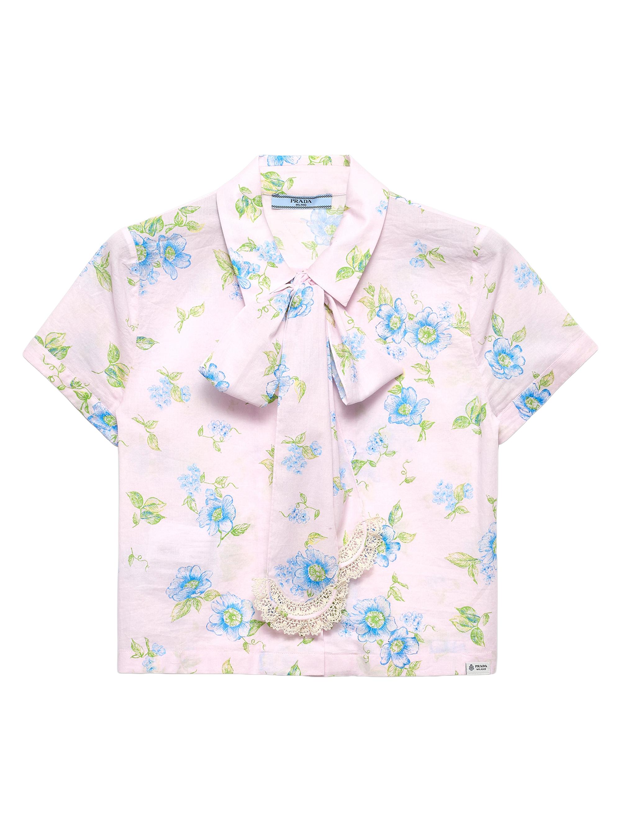 Prada Women's Floral Print Batiste Shirt - Pink
