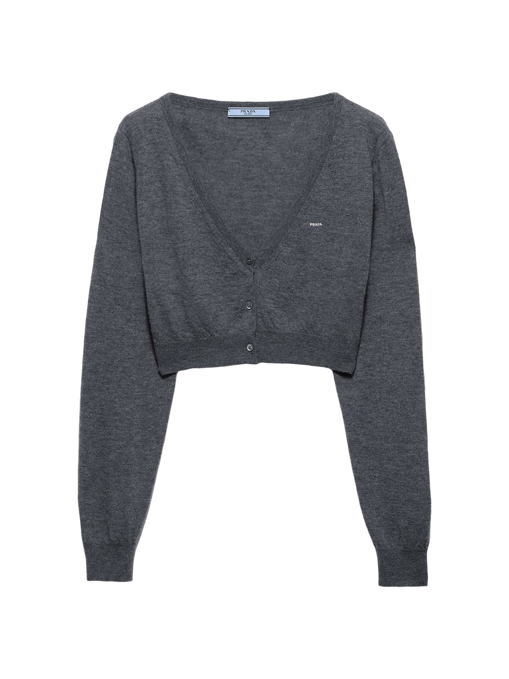Prada Women's Cropped Cashmere Cardigan - Grey