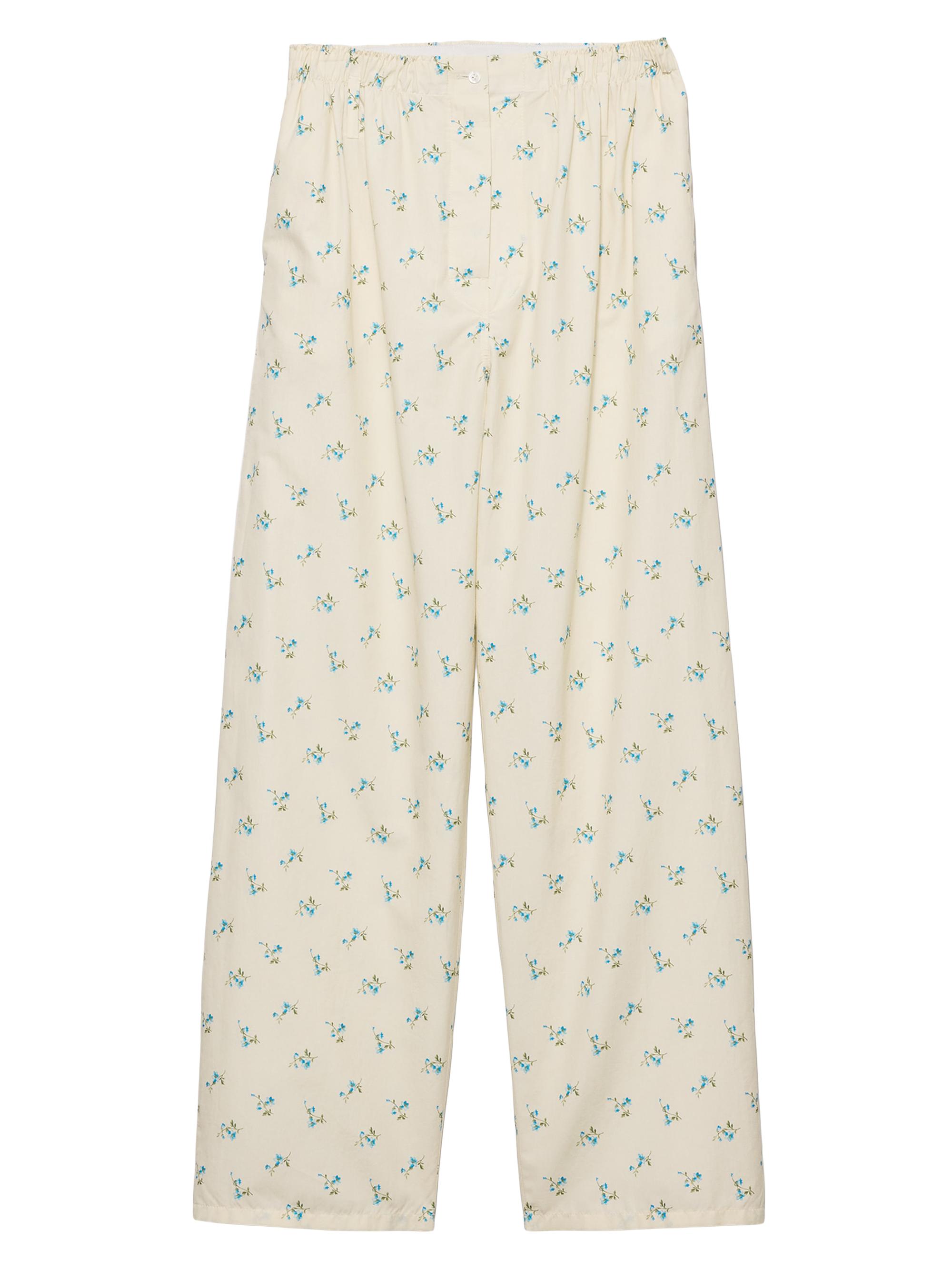 Prada Women's Floral Print Old Canvas Pants - Beige Multi