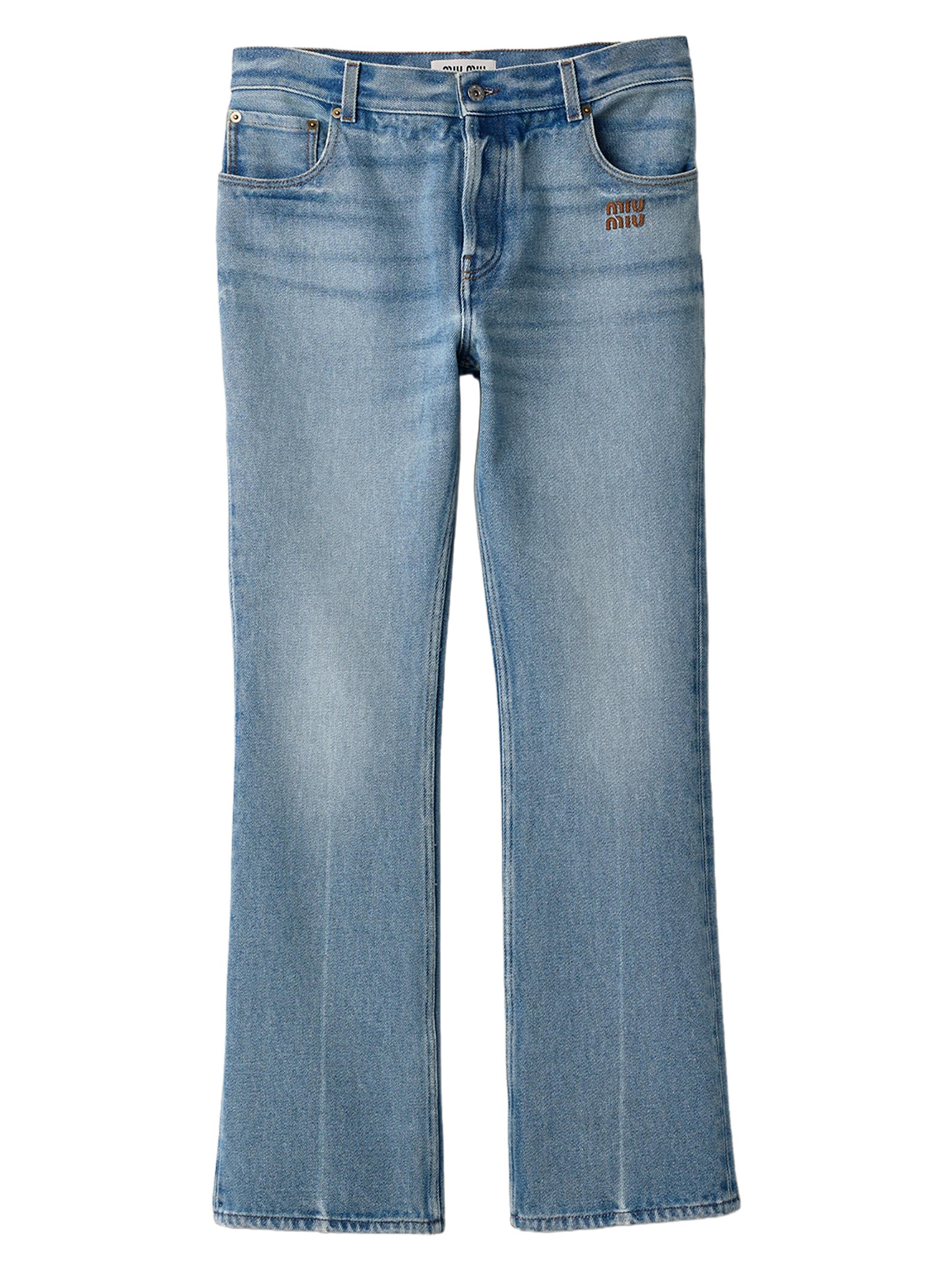 Miu Miu Women's Five-Pocket Washed Denim Jeans - Blue