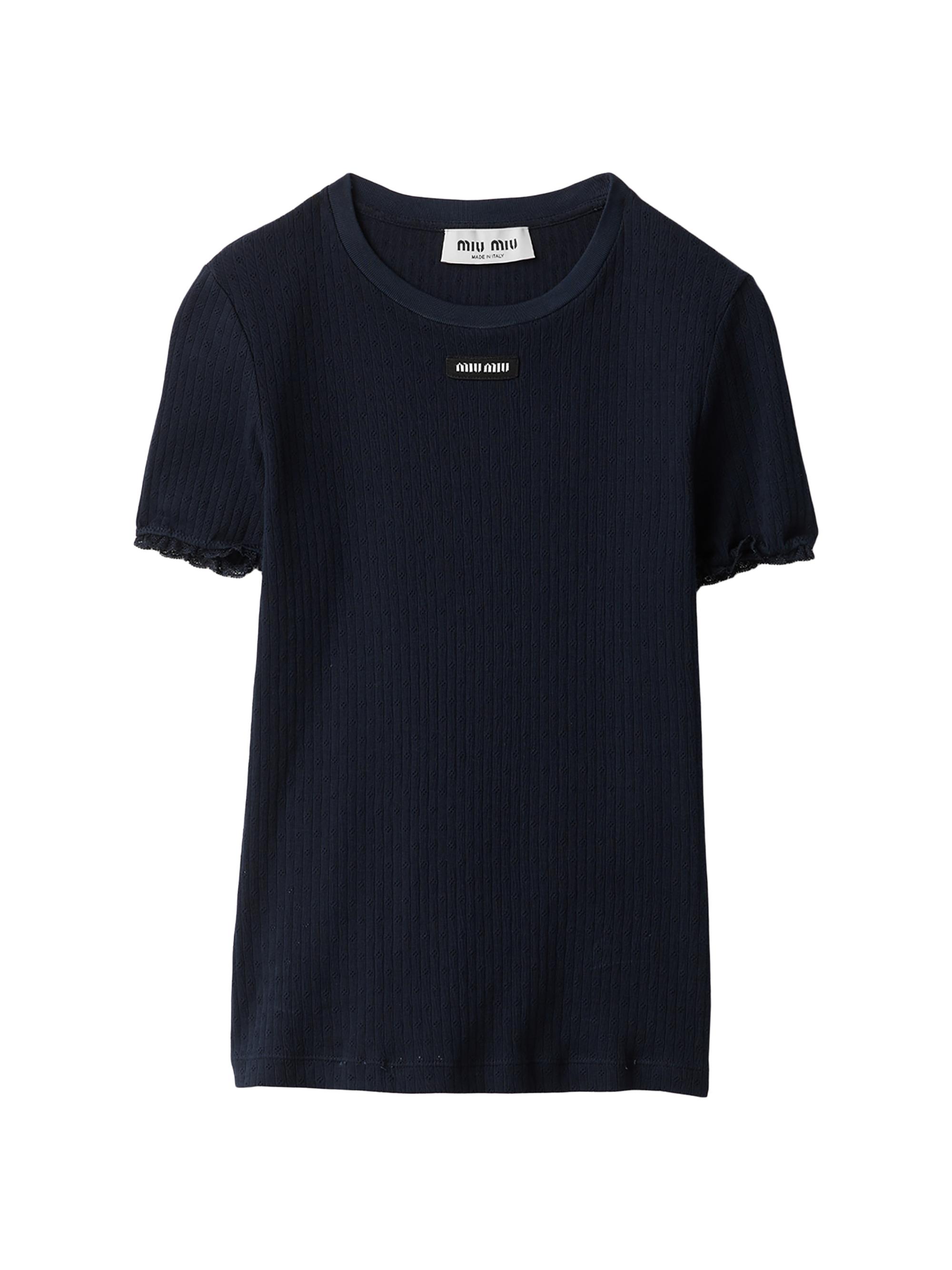 Miu Miu Women's Garment-Dyed Cotton Top - Blue