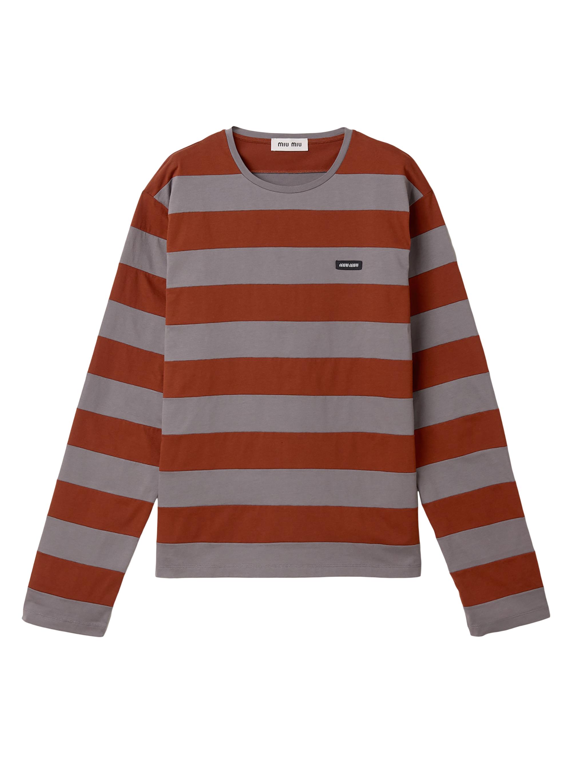 Miu Miu Women's Striped Jersey T-Shirt - Grey Multi