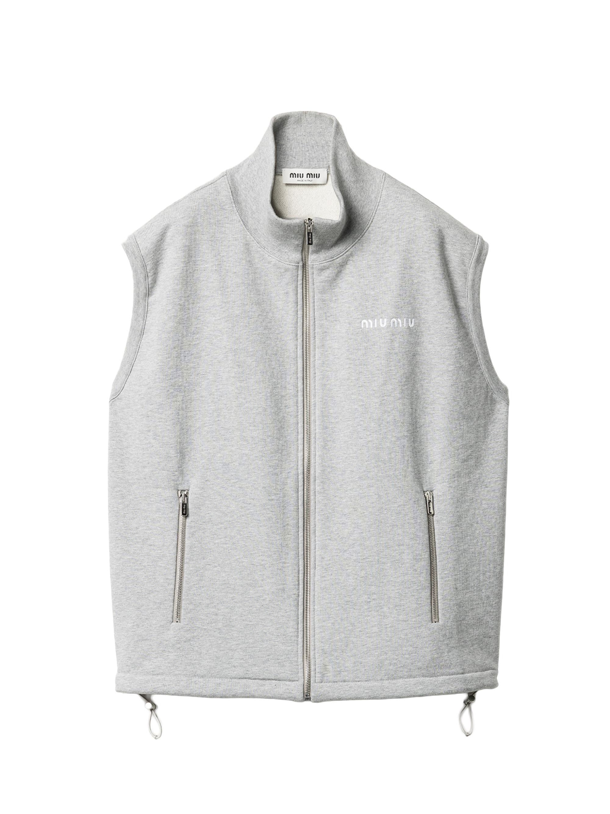 Miu Miu Women's Cotton Fleece Vest Sweatshirt - Grey