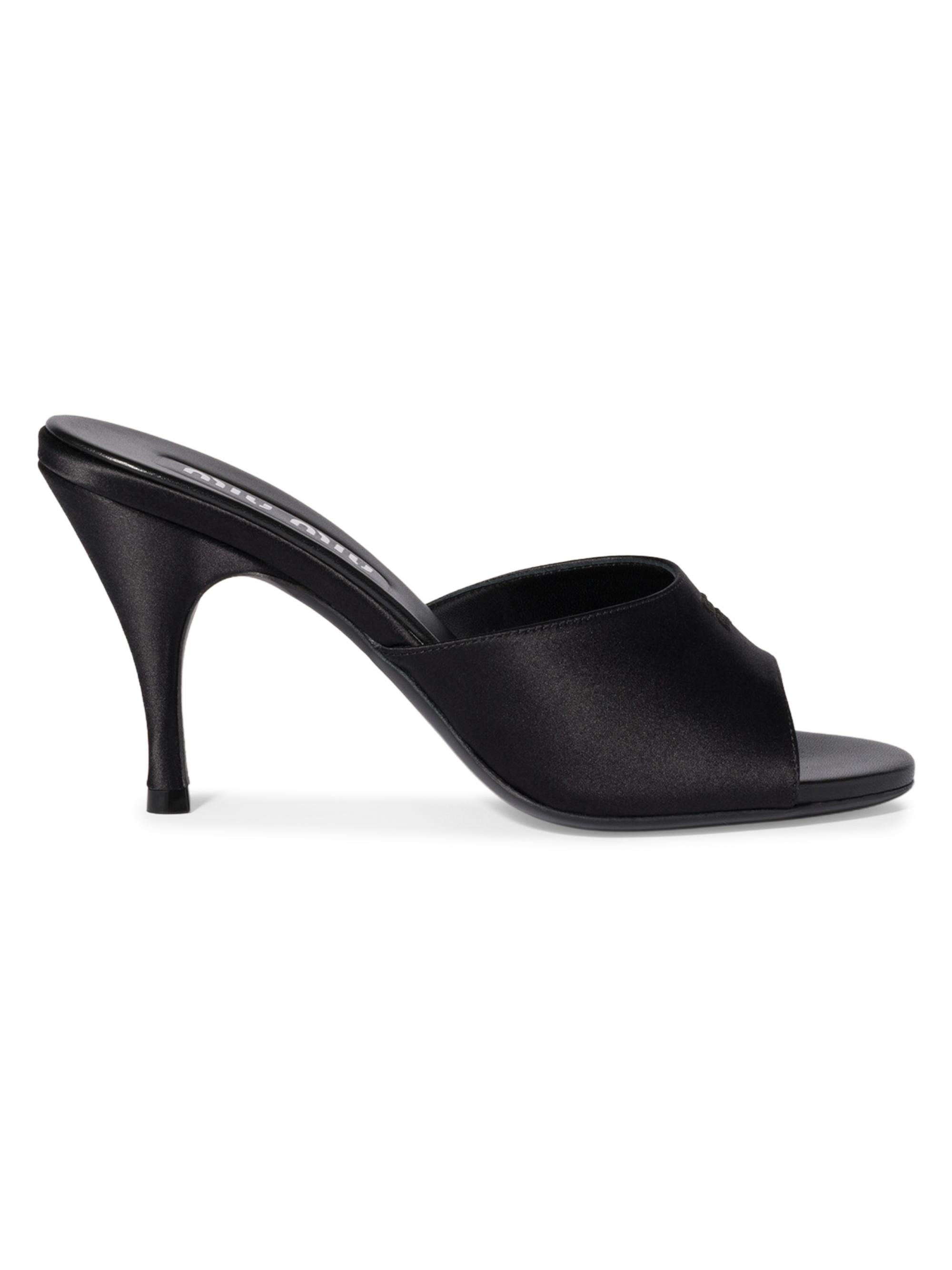 Miu Miu Women's Satin Sandals - Black