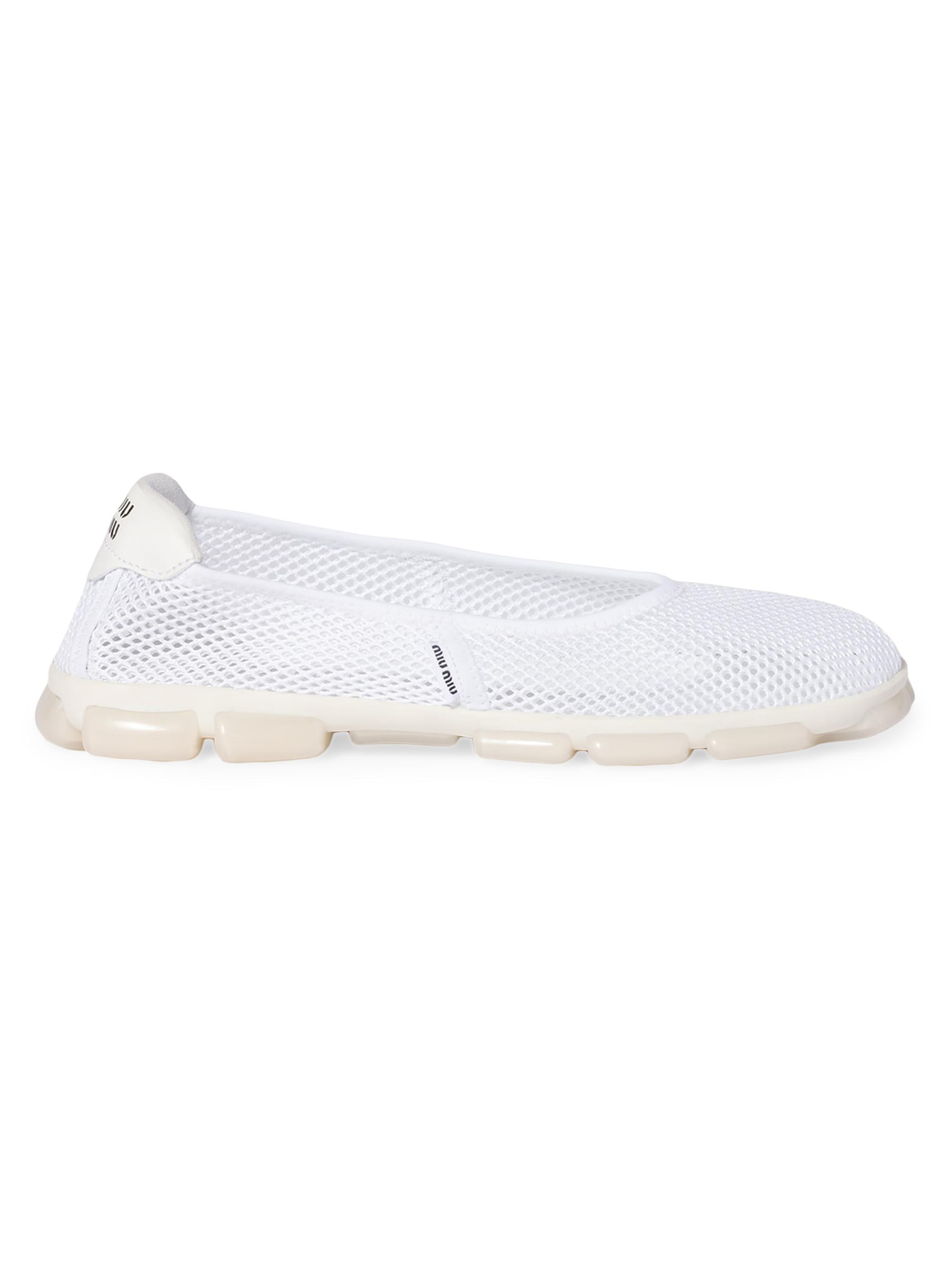 Miu Miu Women's Technical Mesh Ballerinas - White