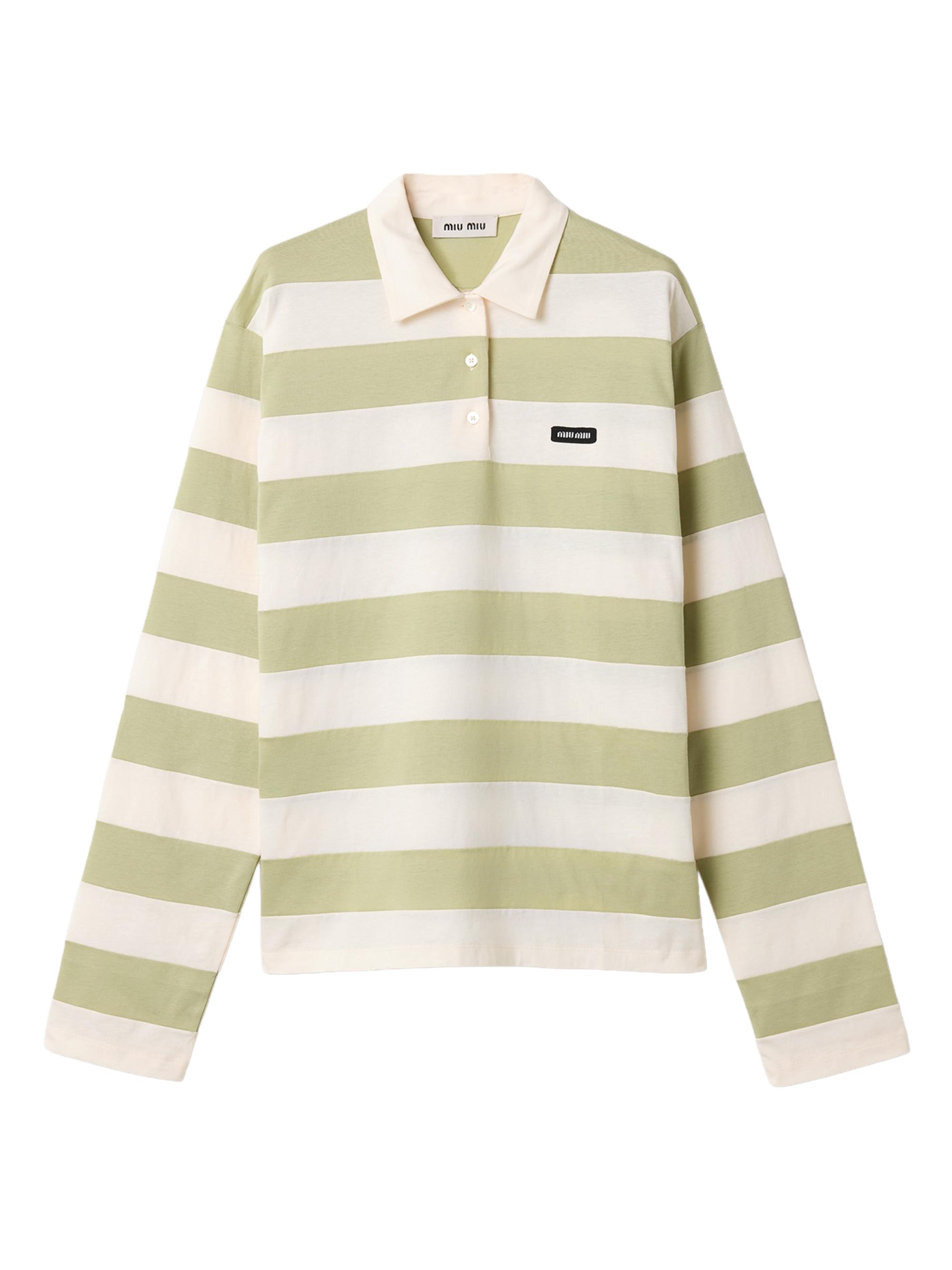 Miu Miu Women's Striped Jersey Polo Shirt