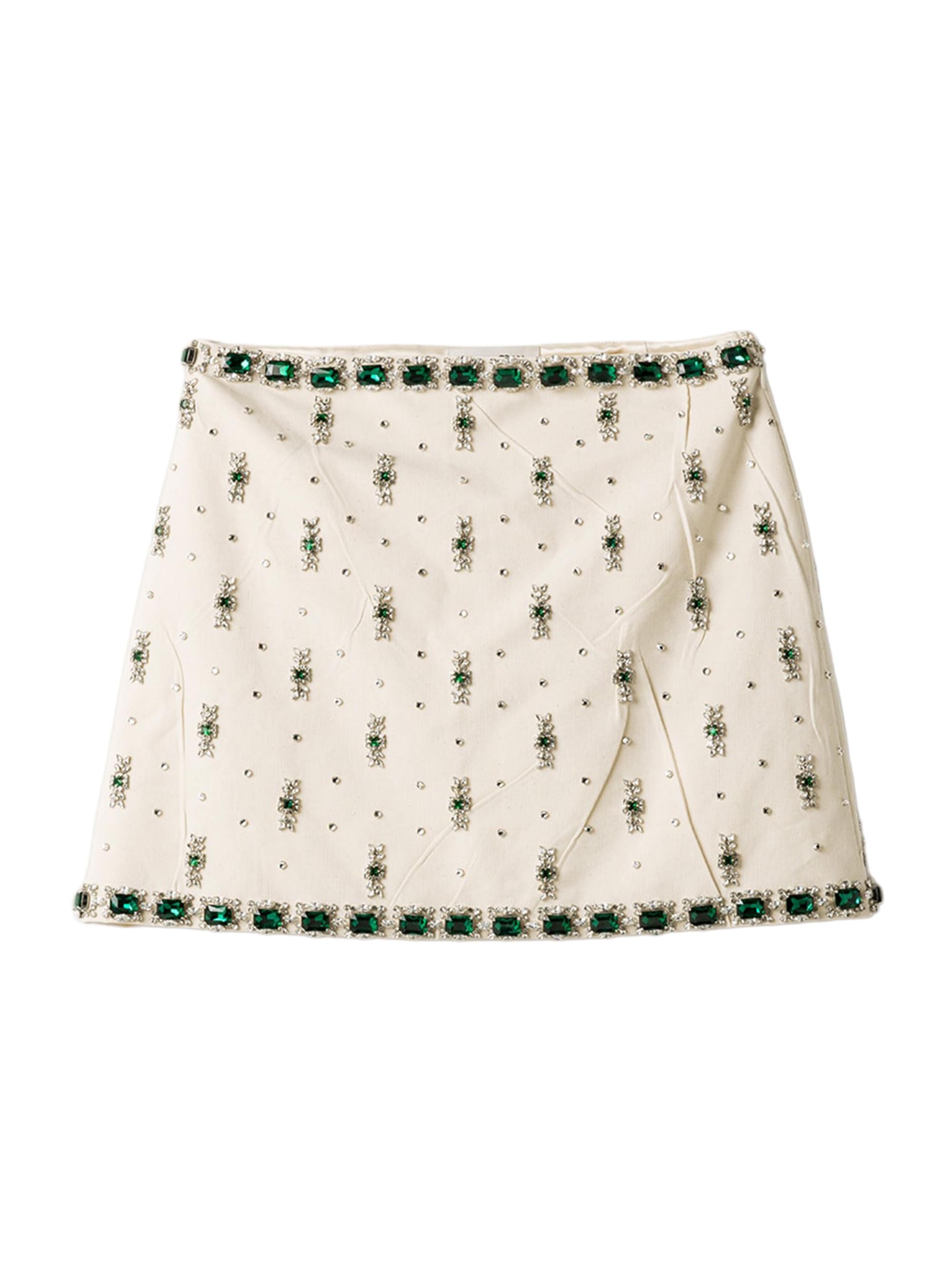 Miu Miu Embroidered Canvas Skirt | Saks Fifth Avenue
