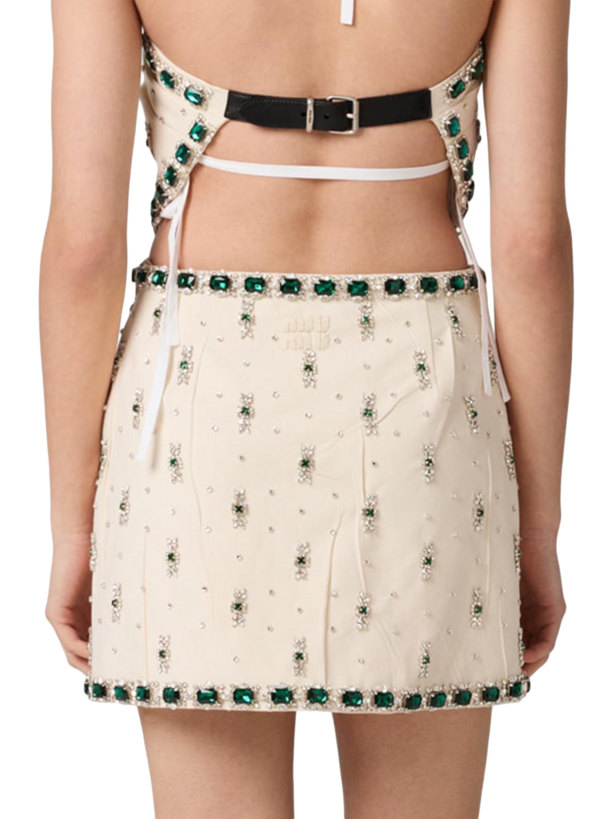 Miu Miu Embroidered Canvas Skirt | Saks Fifth Avenue