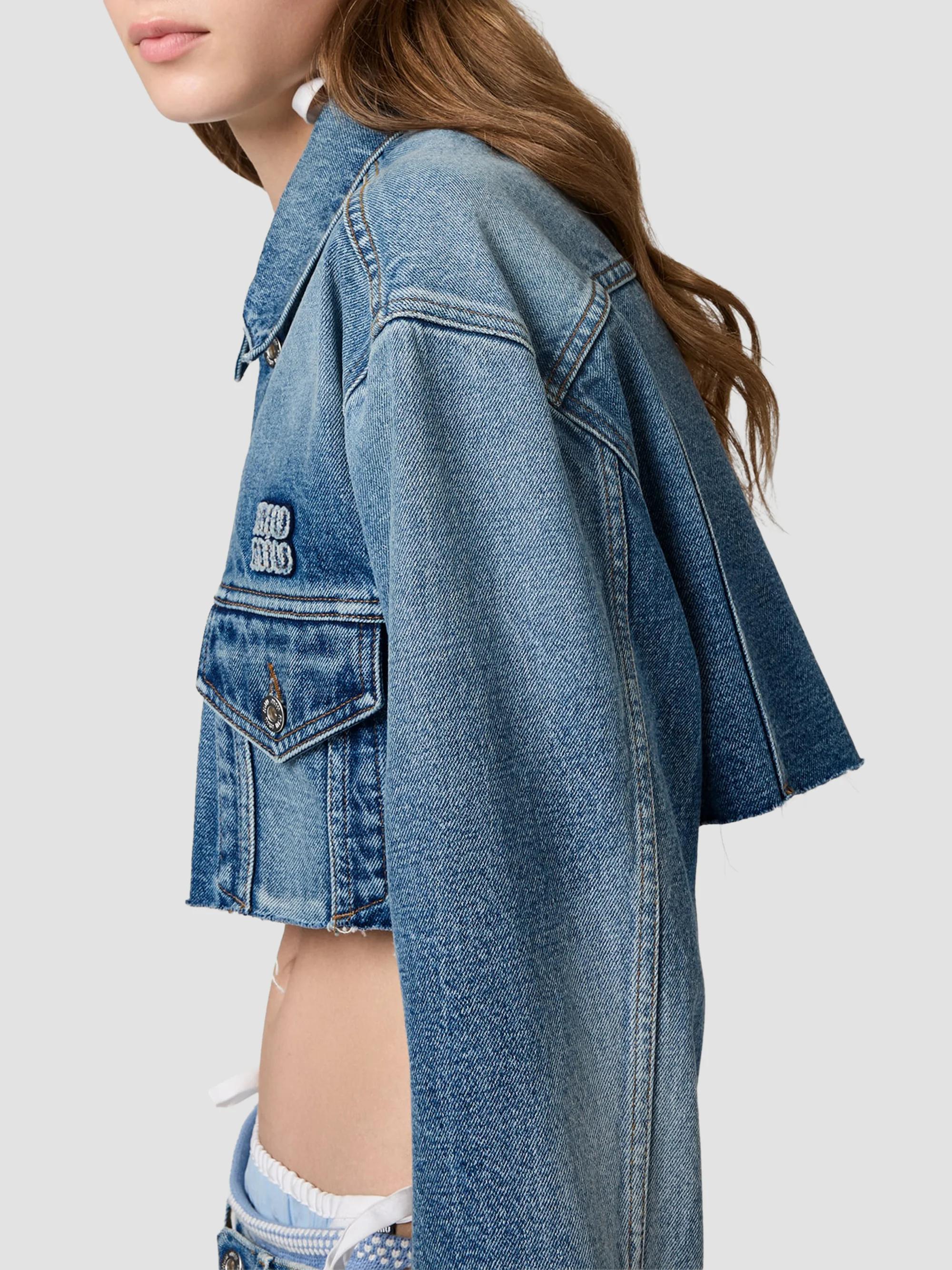 Miu Miu Cropped Washed Denim Jacket | Saks Fifth Avenue