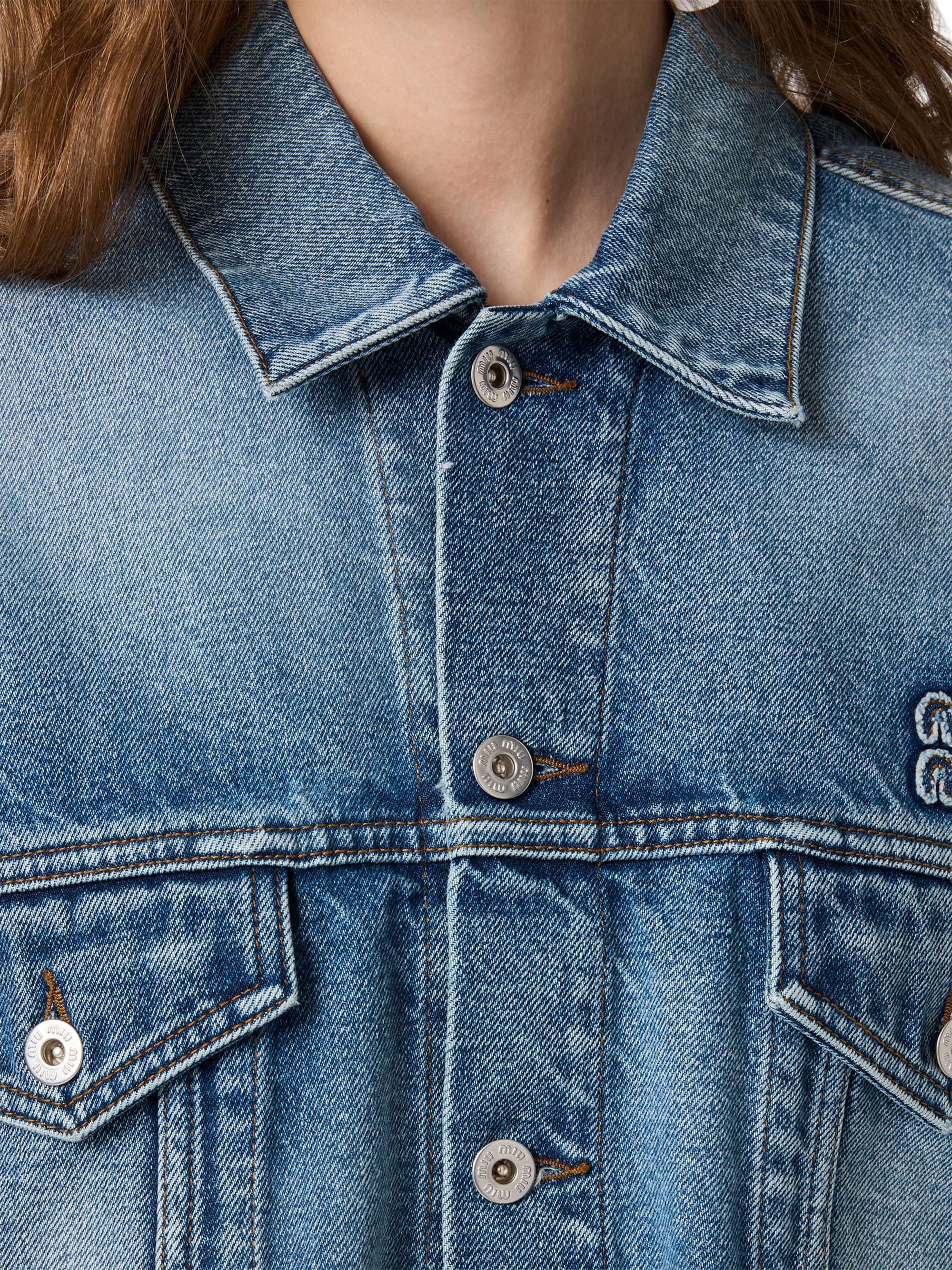 Miu Miu Cropped Washed Denim Jacket | Saks Fifth Avenue