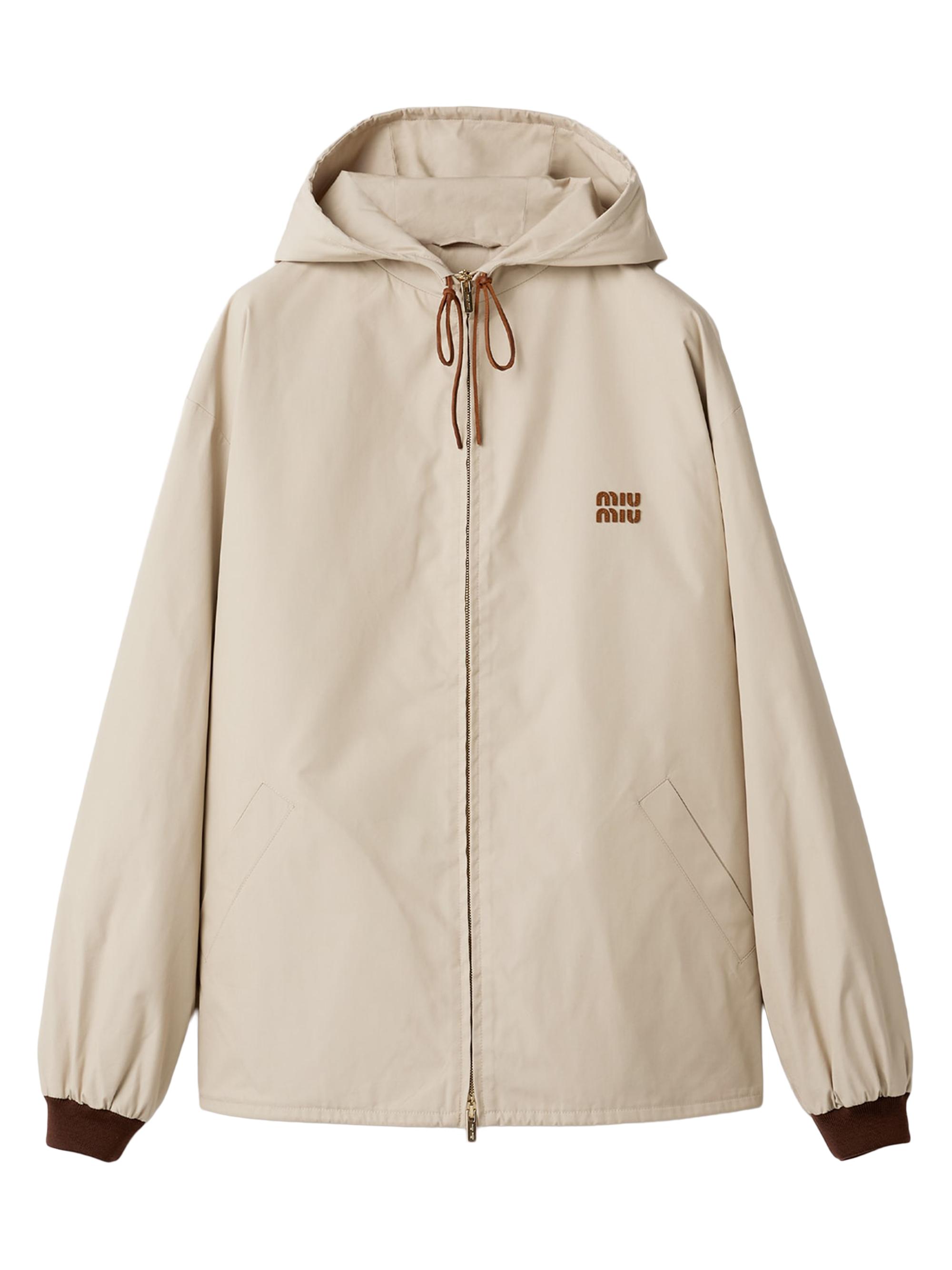 Miu Miu Women's Single-Breasted Panama Cotton Caban Jacket - Beige Khaki