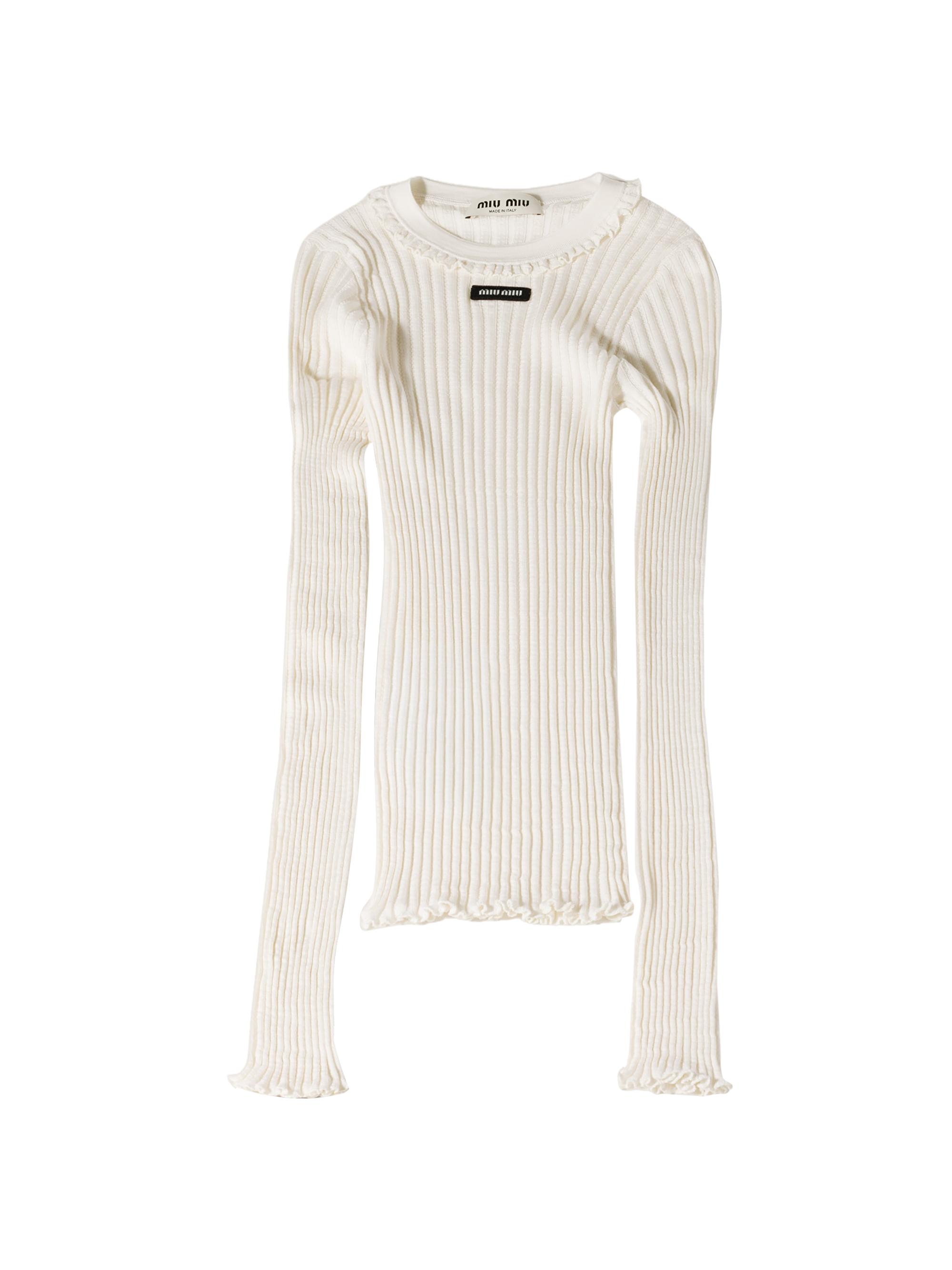 Miu Miu Women's Silk Crew-Neck Sweater - Off White