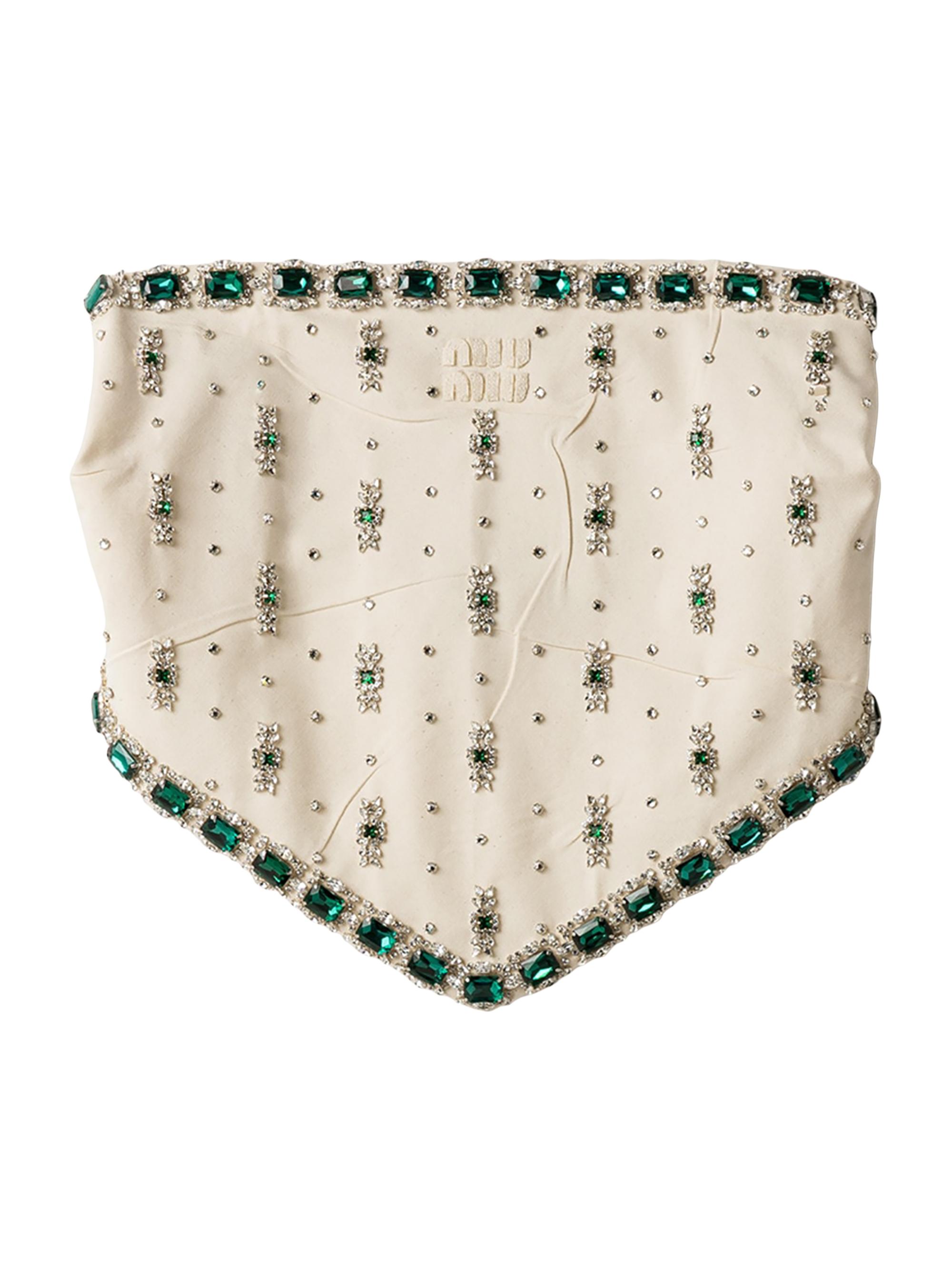 Miu Miu Women's Embroidered Canvas Top - Beige