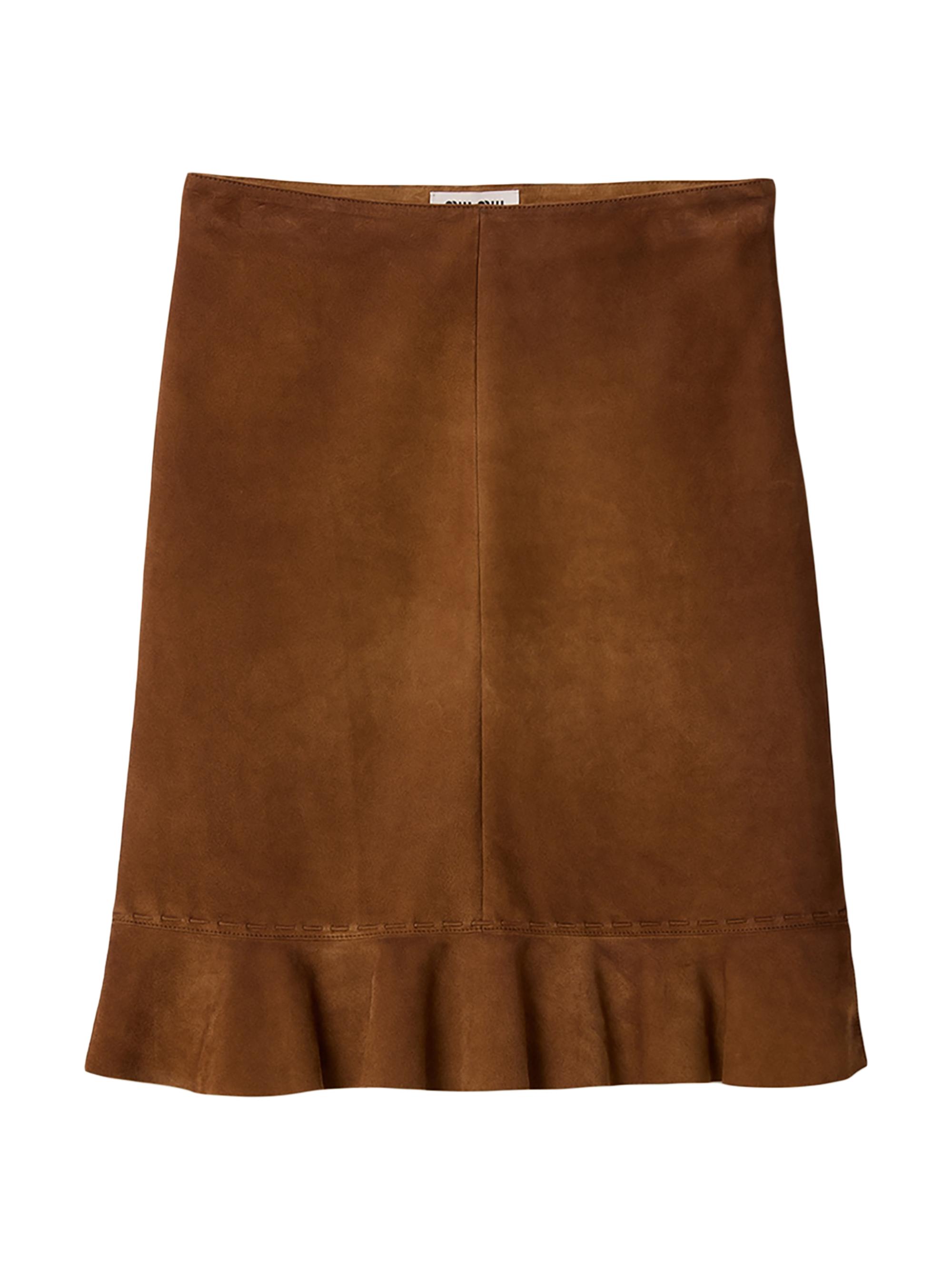 Miu Miu Women's Waxed Suede Skirt - Brown