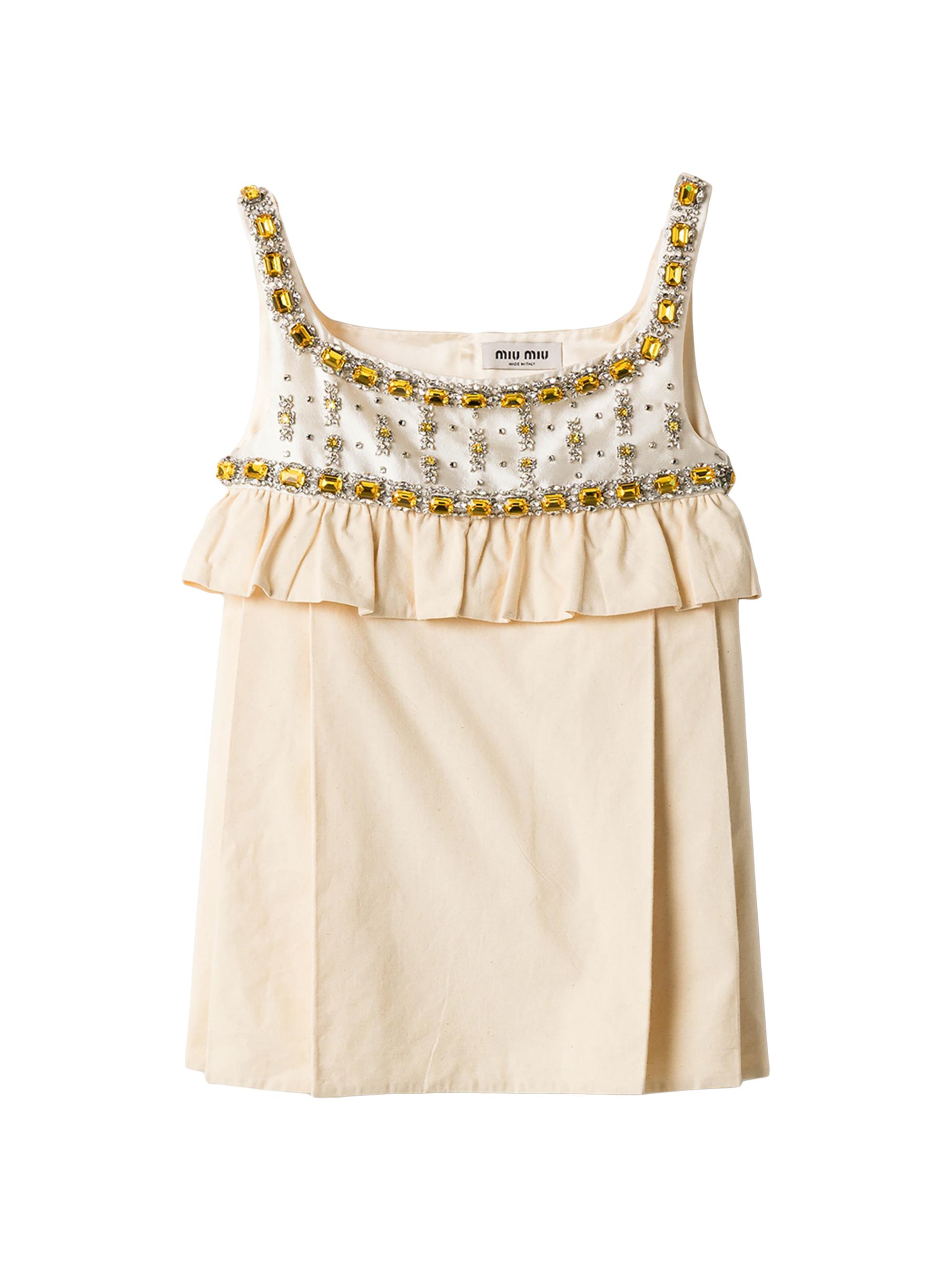 Miu Miu Women's Embroidered Canvas Mini-Dress - Beige