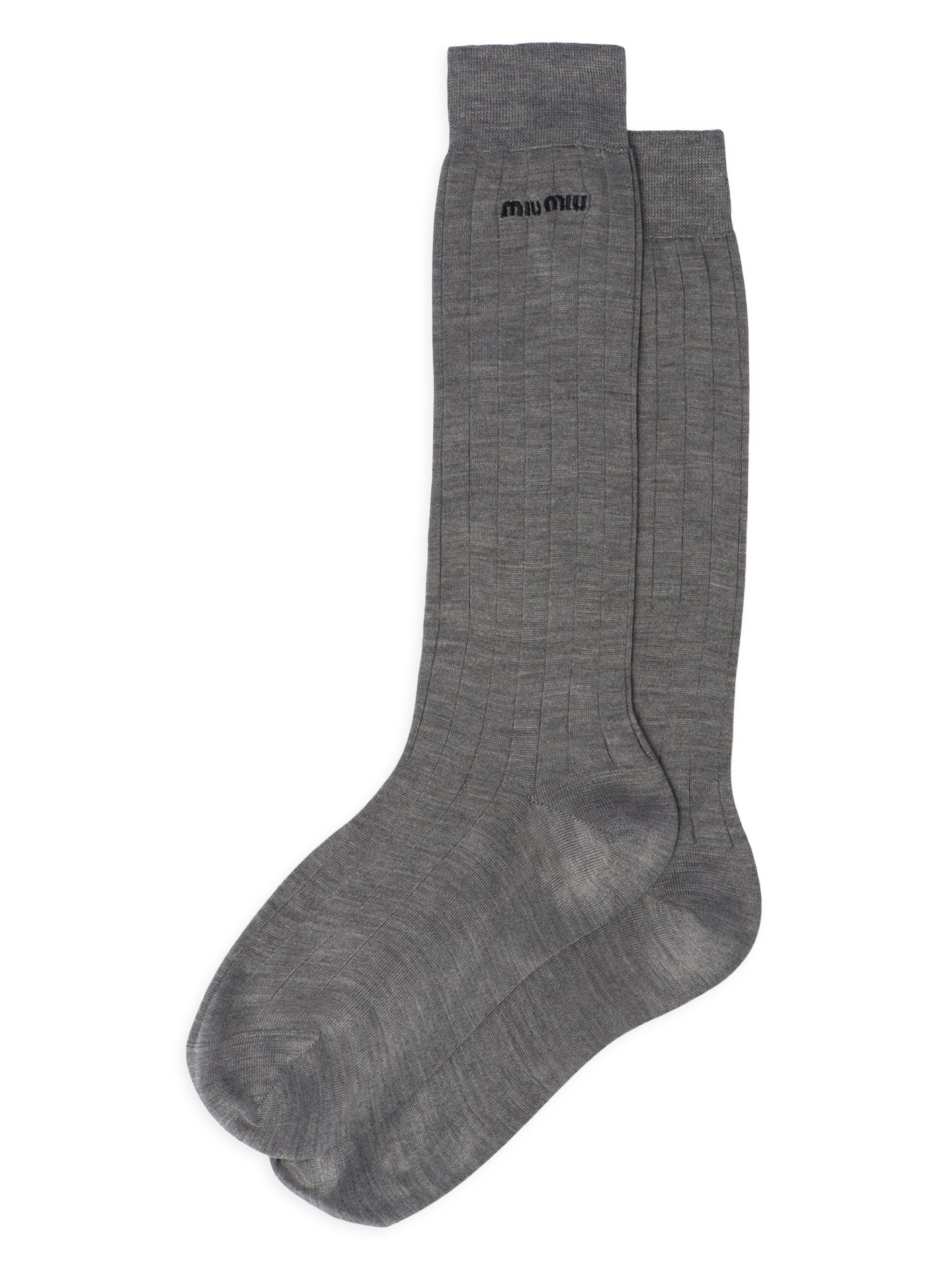 Miu Miu Women's Silk Socks - Grey | Thumbnail 4