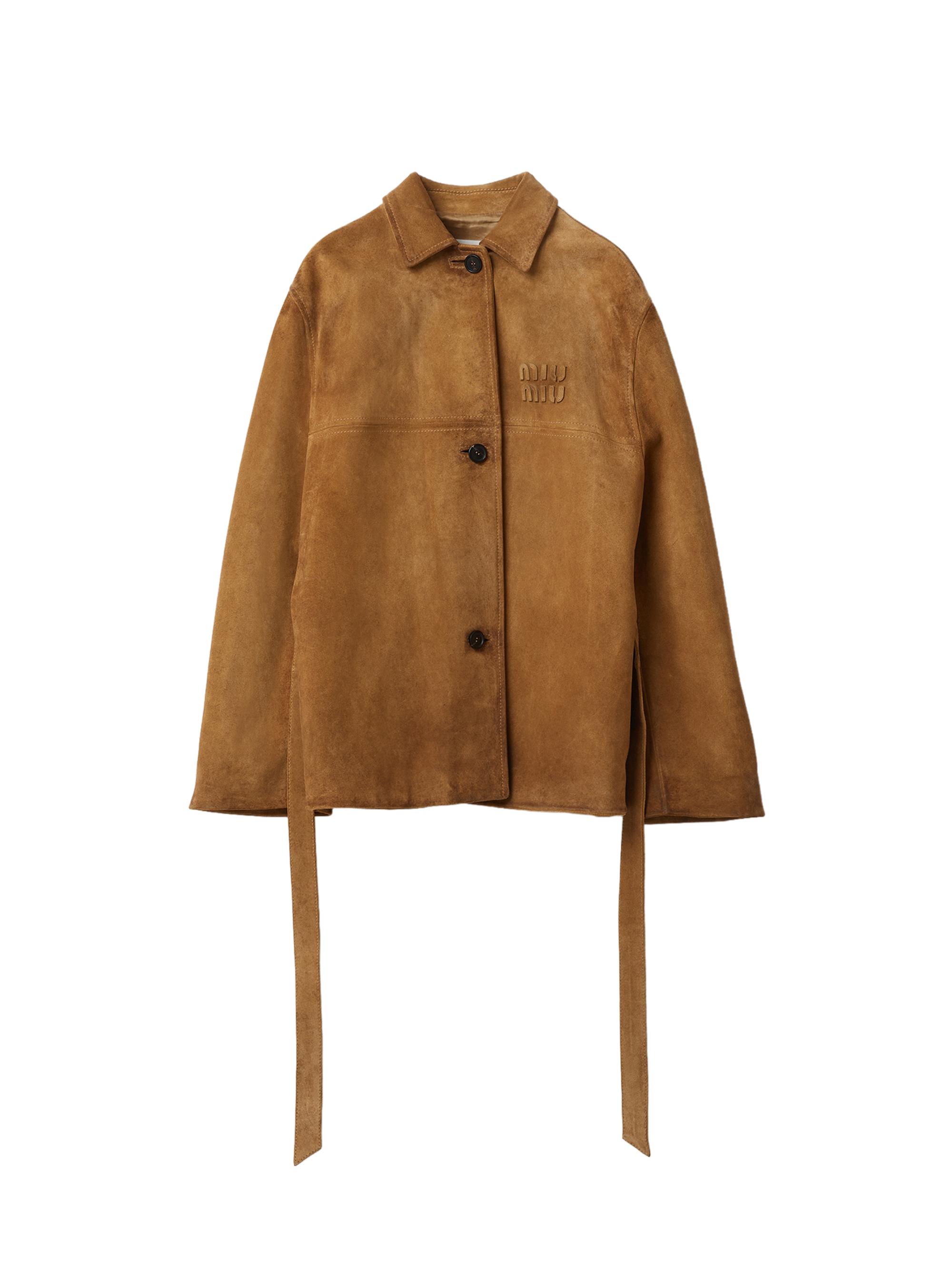 Miu Miu Women's Leather Jacket - Beige Khaki
