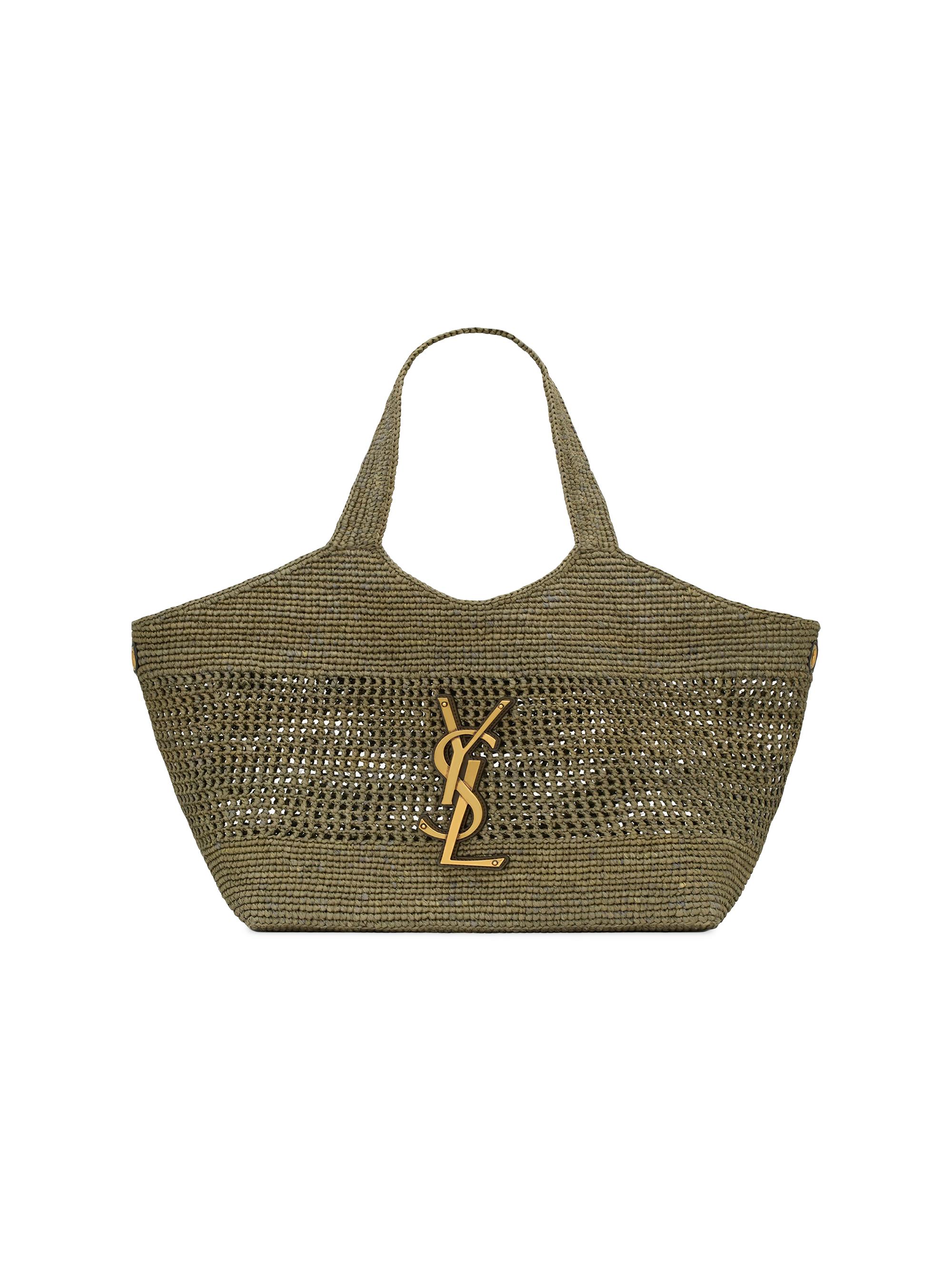 Saint Laurent Women's Icare  Tote Bag in Raffia - Light Musk