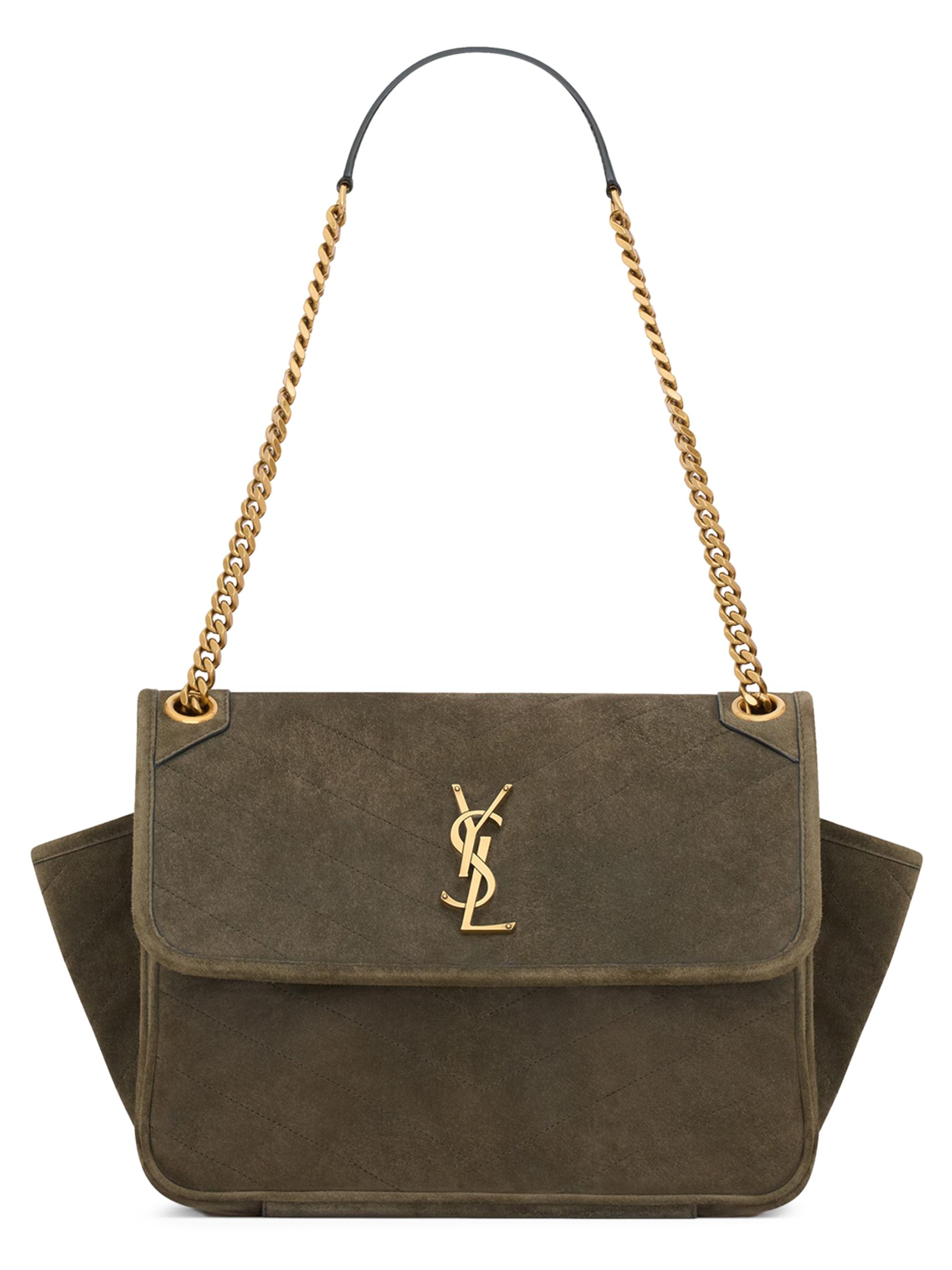 Saint Laurent Women's Niki Tripouch Shoulder Bag in Suede - Light Musk - Women's Bags