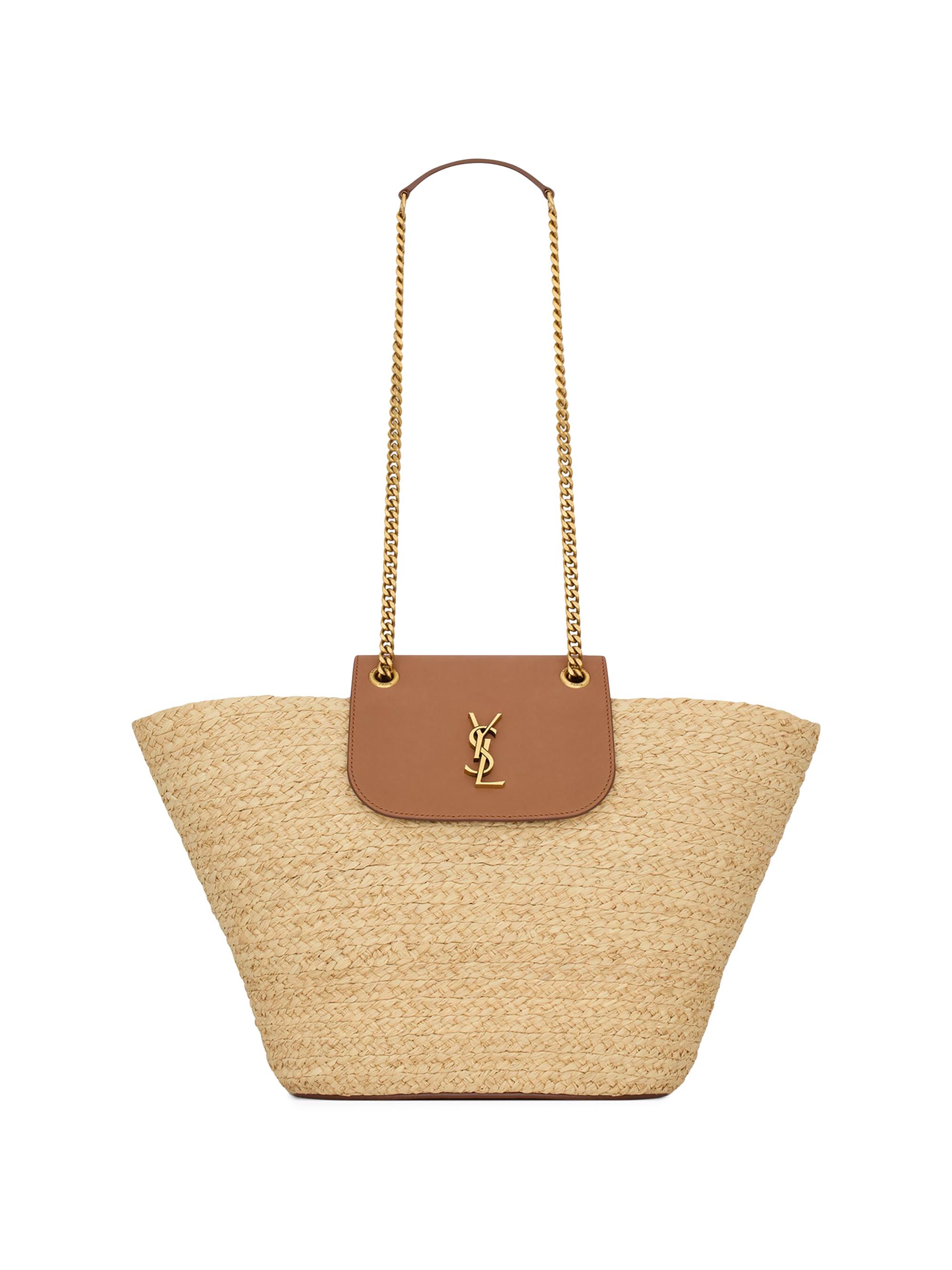 Saint Laurent Panier Small Shoulder Bag in Raffia | Saks Fifth Avenue