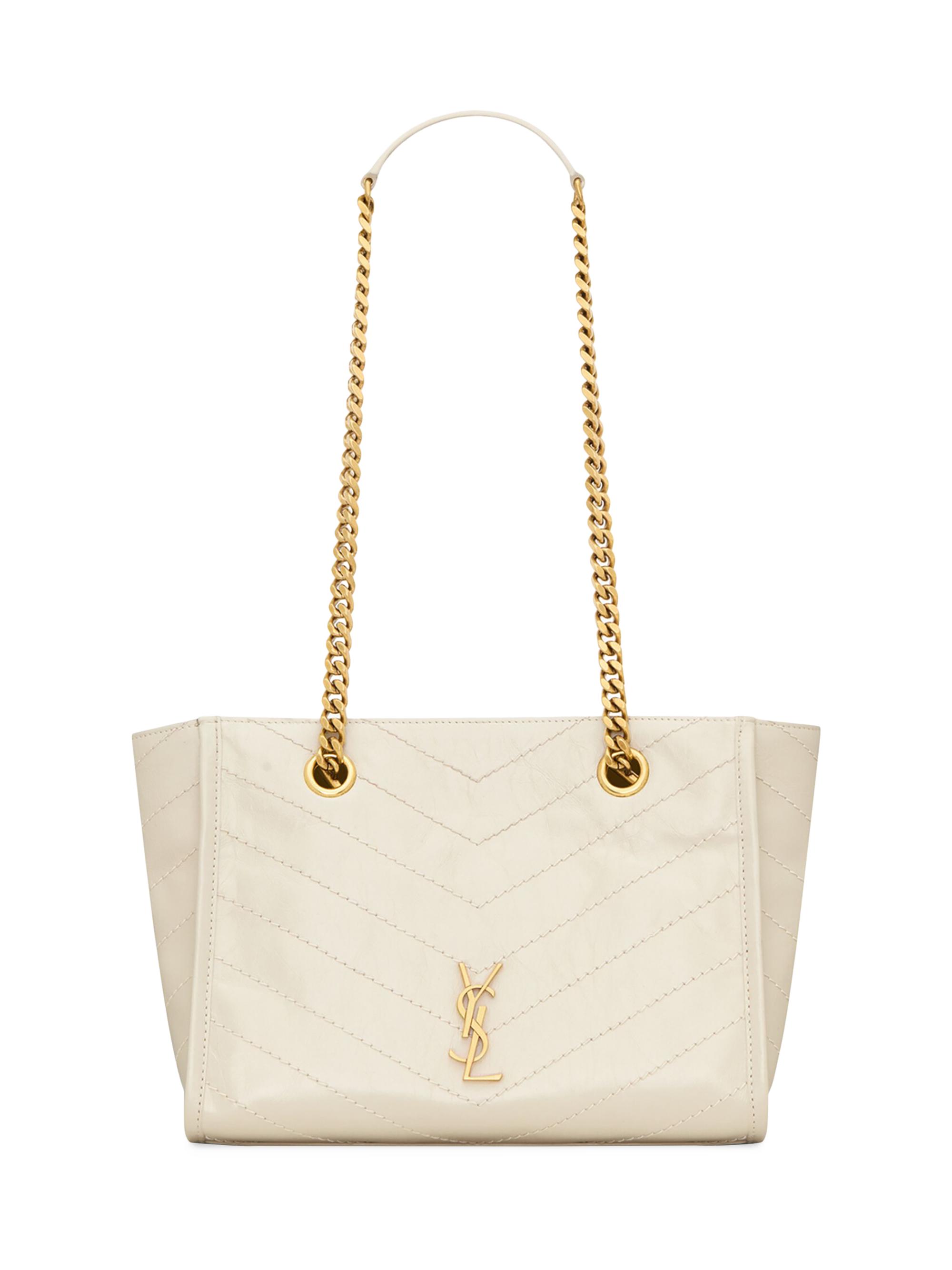 Saint Laurent Women's Niki  Shopping Bag in Vintage Leather - White