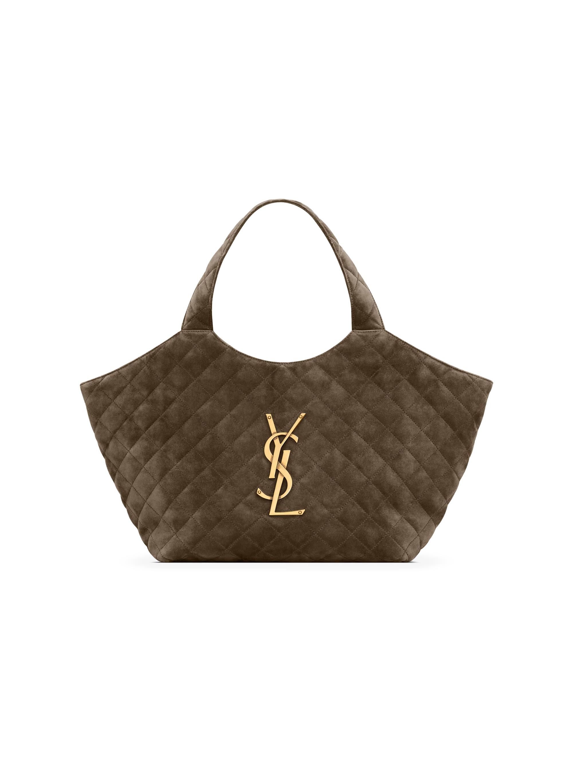 Saint Laurent Women's Icare  Tote Bag in Quilted Suede - Light Musk