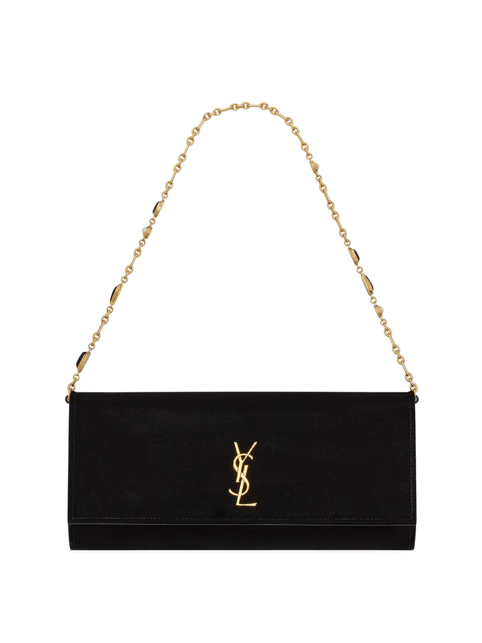 Saint Laurent Women's Kate Clutch in Velvet - Black | Thumbnail 8