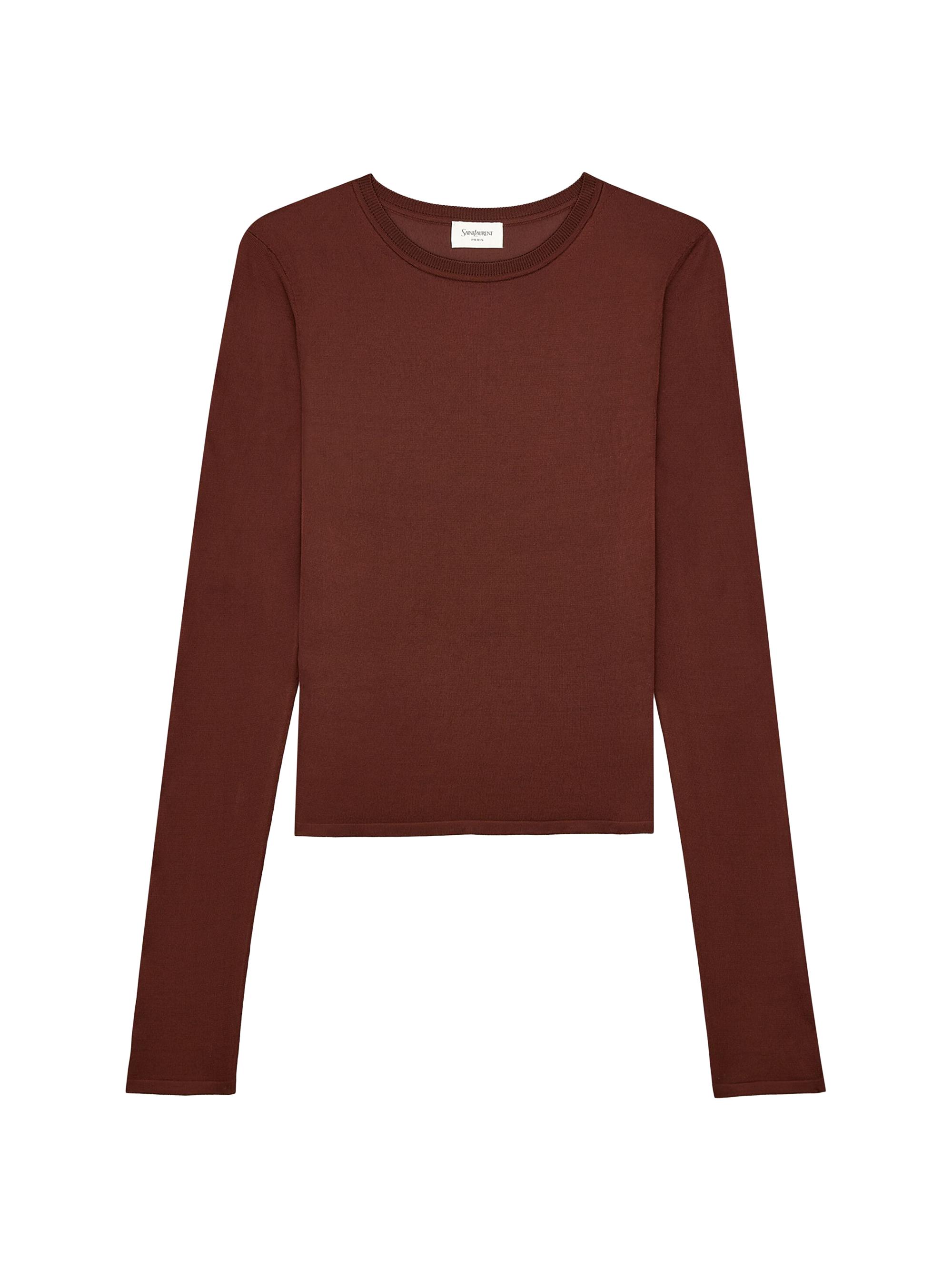 Saint Laurent Women's Cassandre Sheer Top in Knit - Chocolate